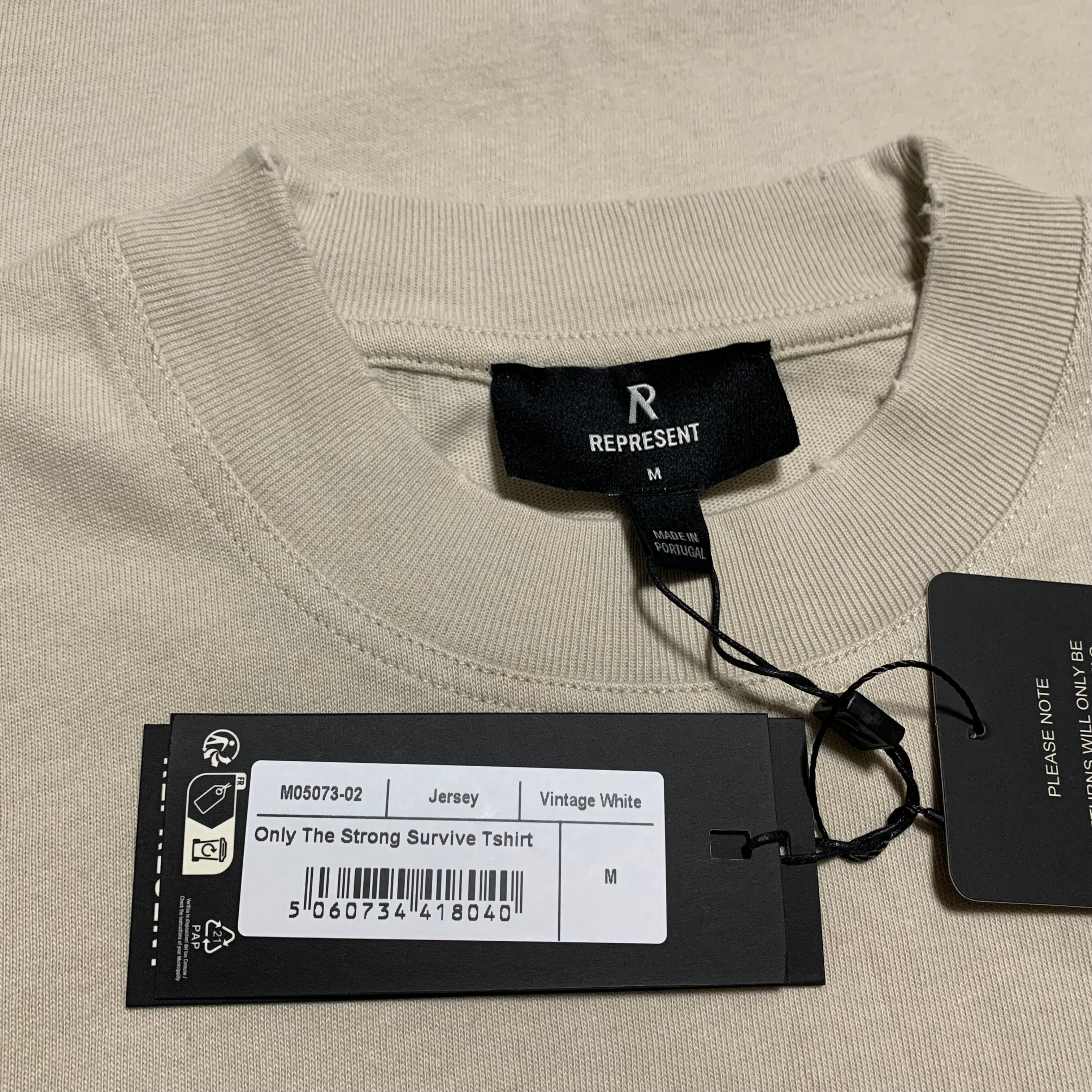 Represent Medium Only The Strong Survive Vintage White Tee