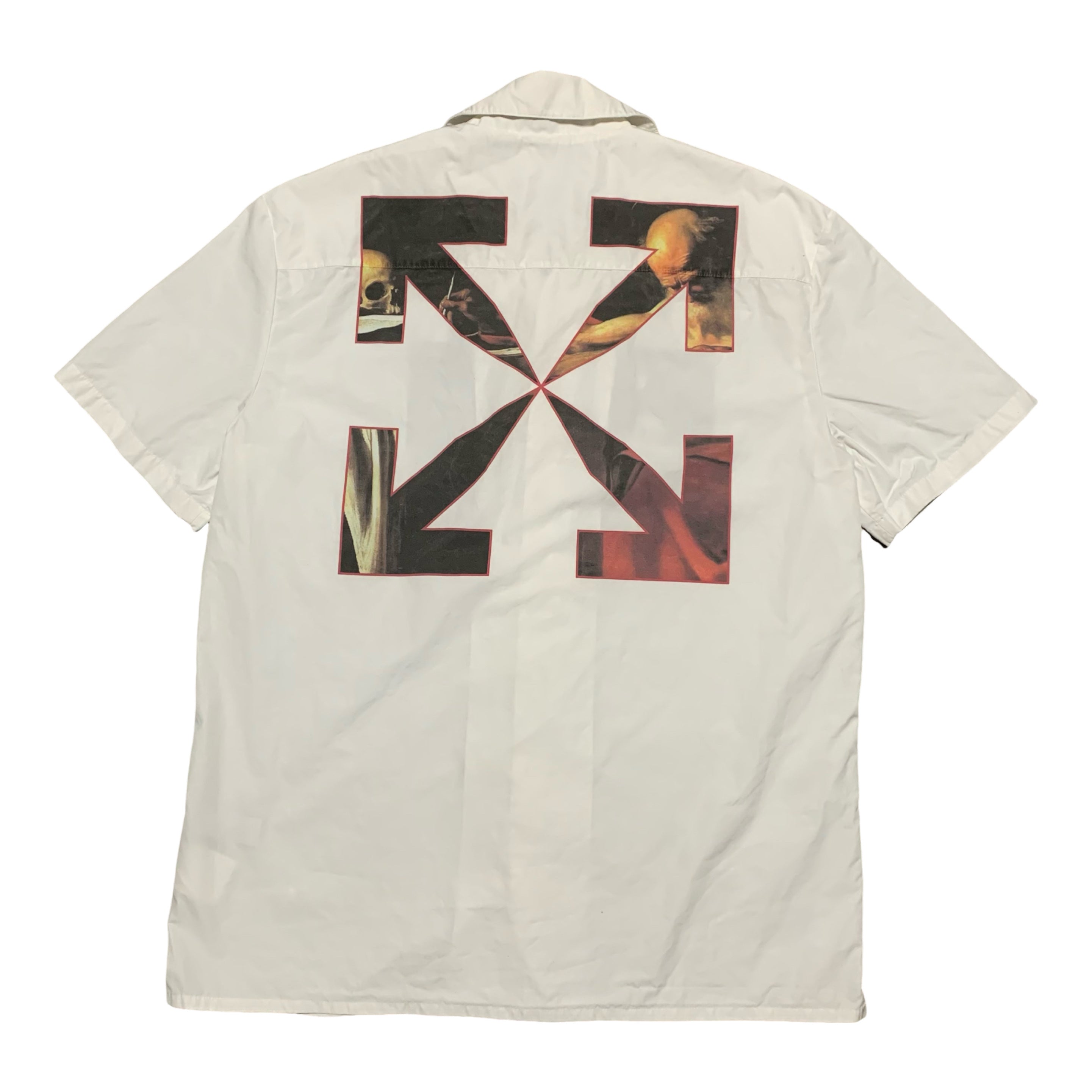 Off White Large Caravaggio Arrows Shirt White Button Short Sleeve Virgil Abloh
