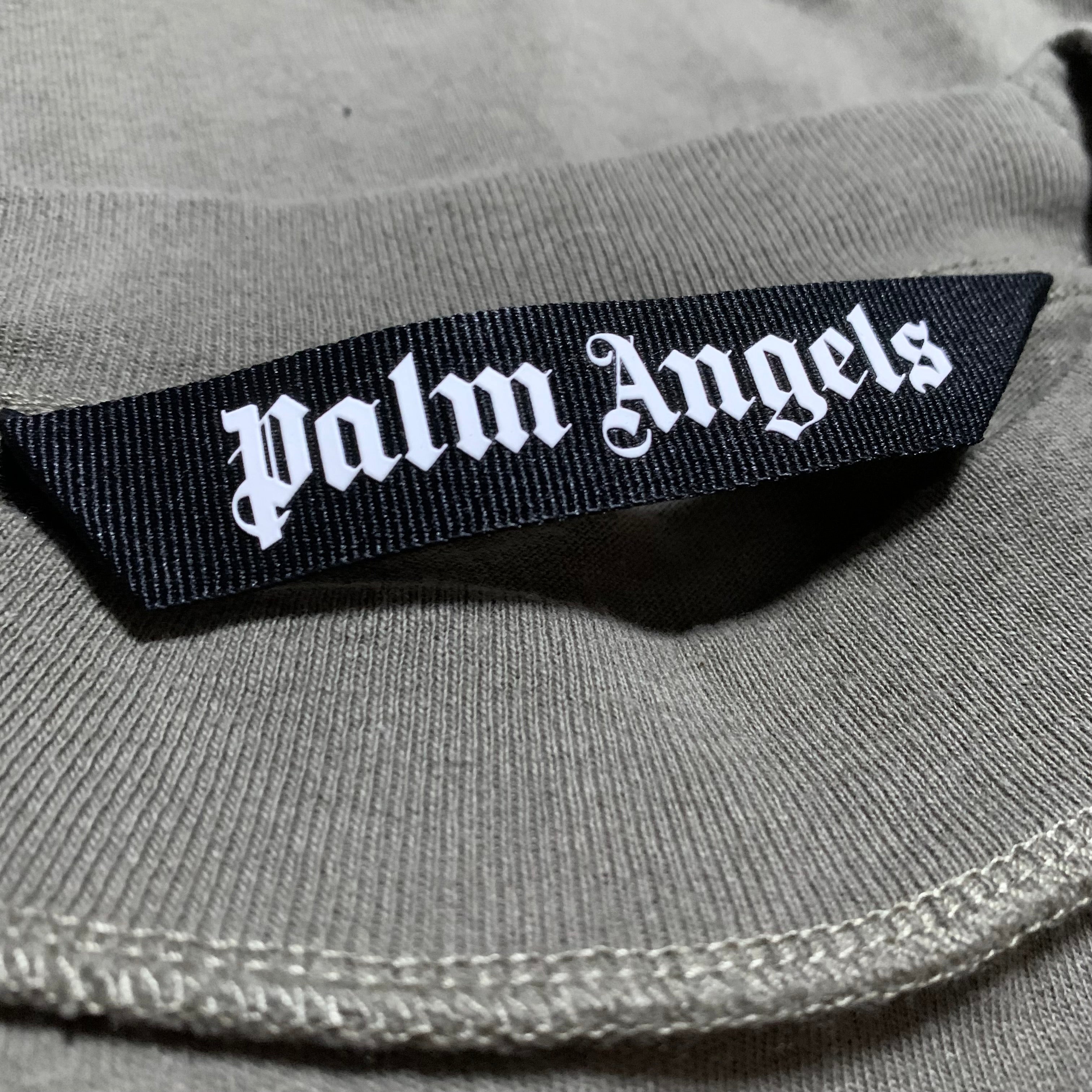 Palm Angels Medium Seasonal Logo Inside Out Military Khaki Green Tee