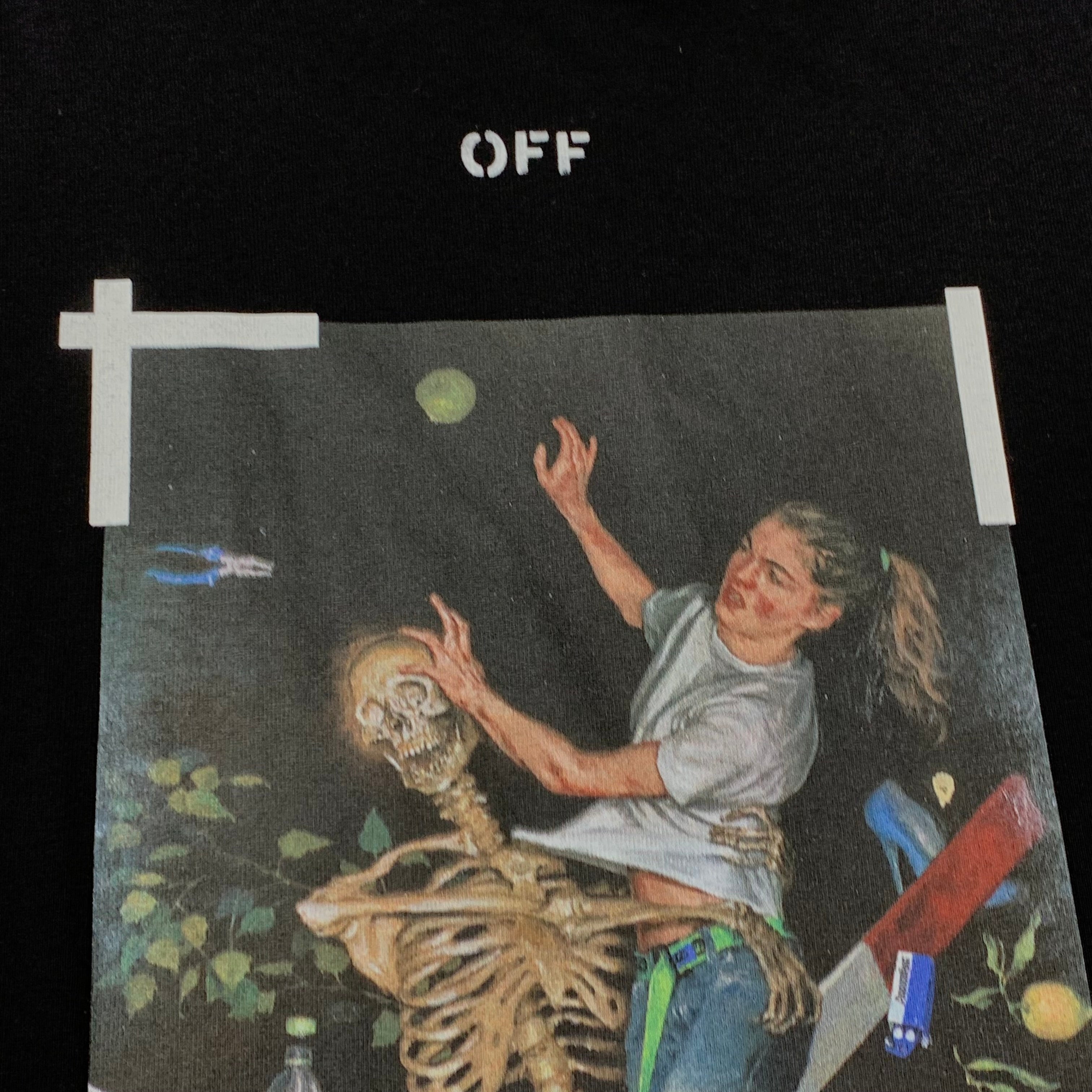 Off White Medium Tee Pascal Skeleton Arrows Black T-Shirt Virgil Abloh