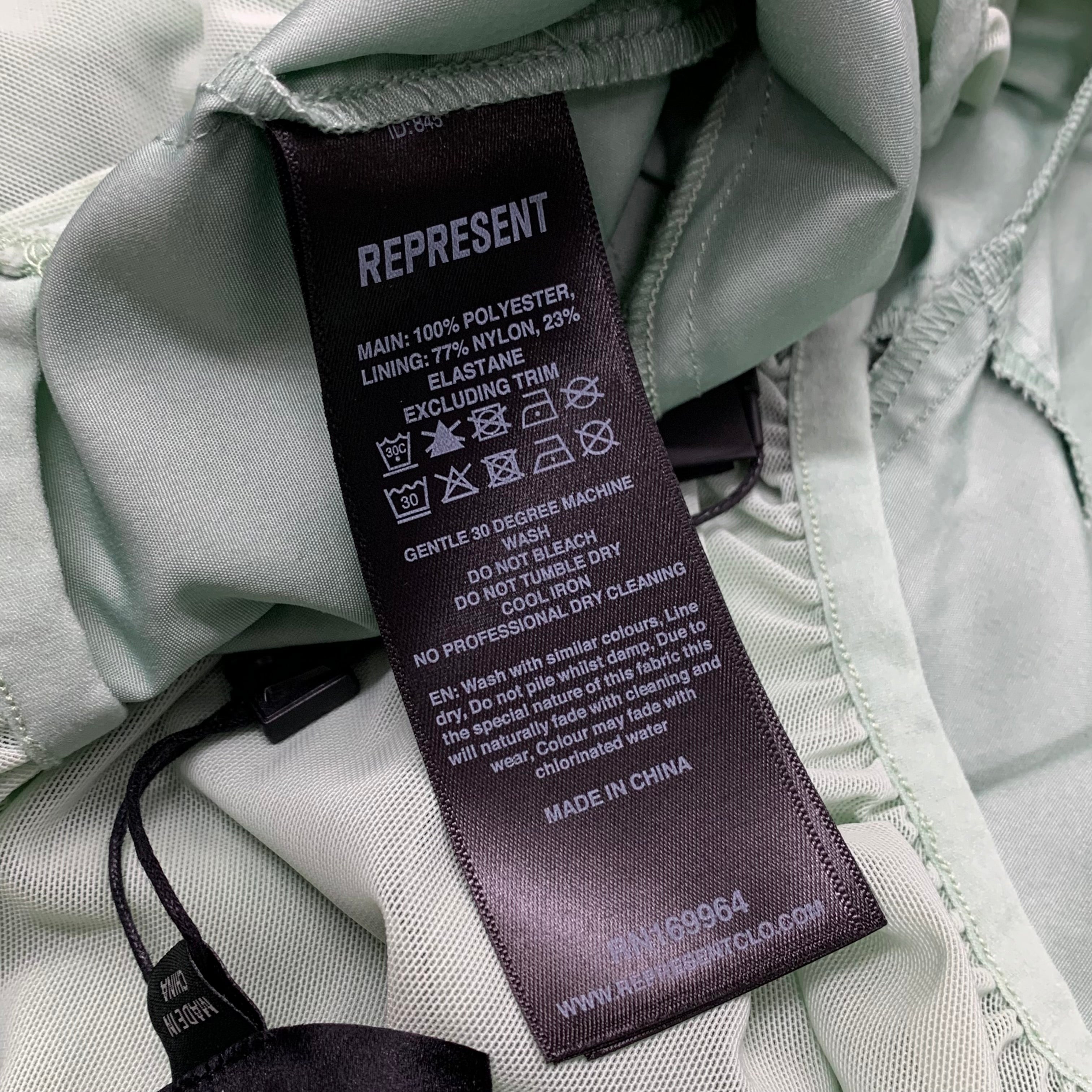 Represent XL Swim Shorts Metal Initial Washed Sage Mint Green Bottoms