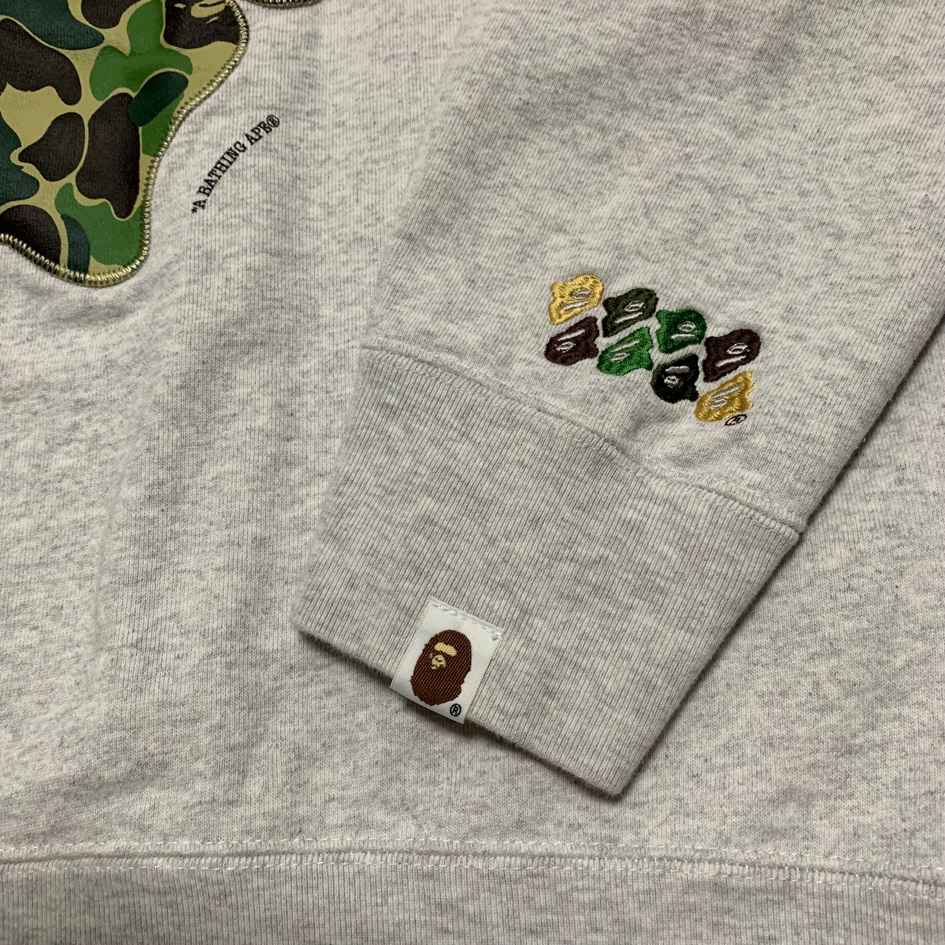 Bape Large ABC Camo Patch Loose Fit Grey Crewneck 2023