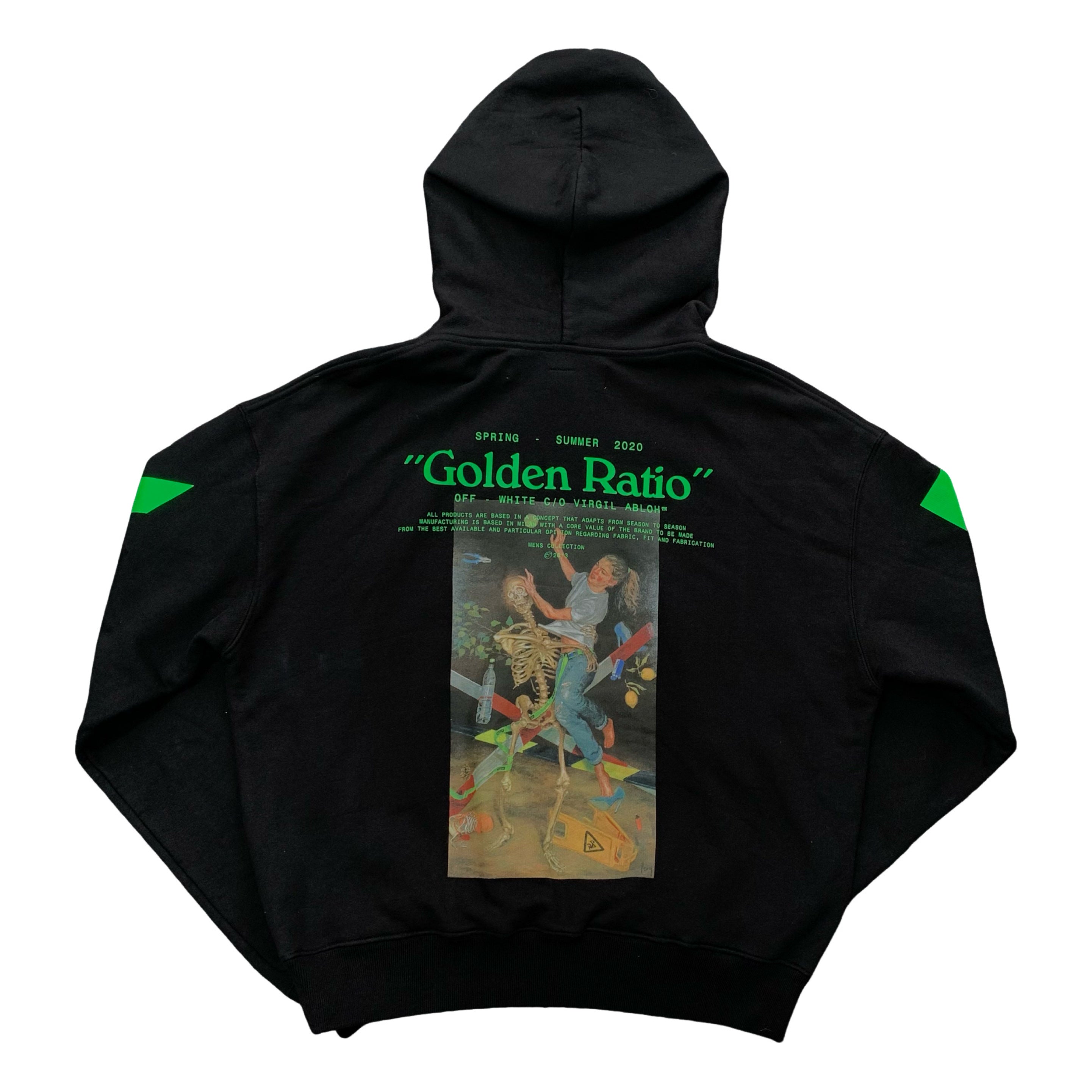 Off White Large Hoodie Golden Ratio Skeleton Black Hoodie Virgil Abloh