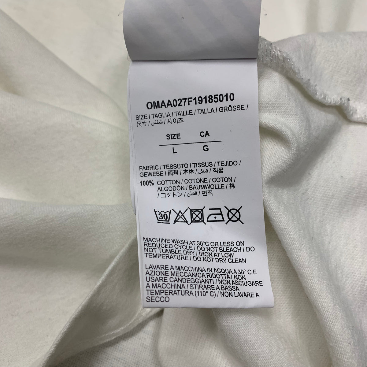 Off White Large Tee Acrylic Arrows White T-Shirt Virgil Abloh