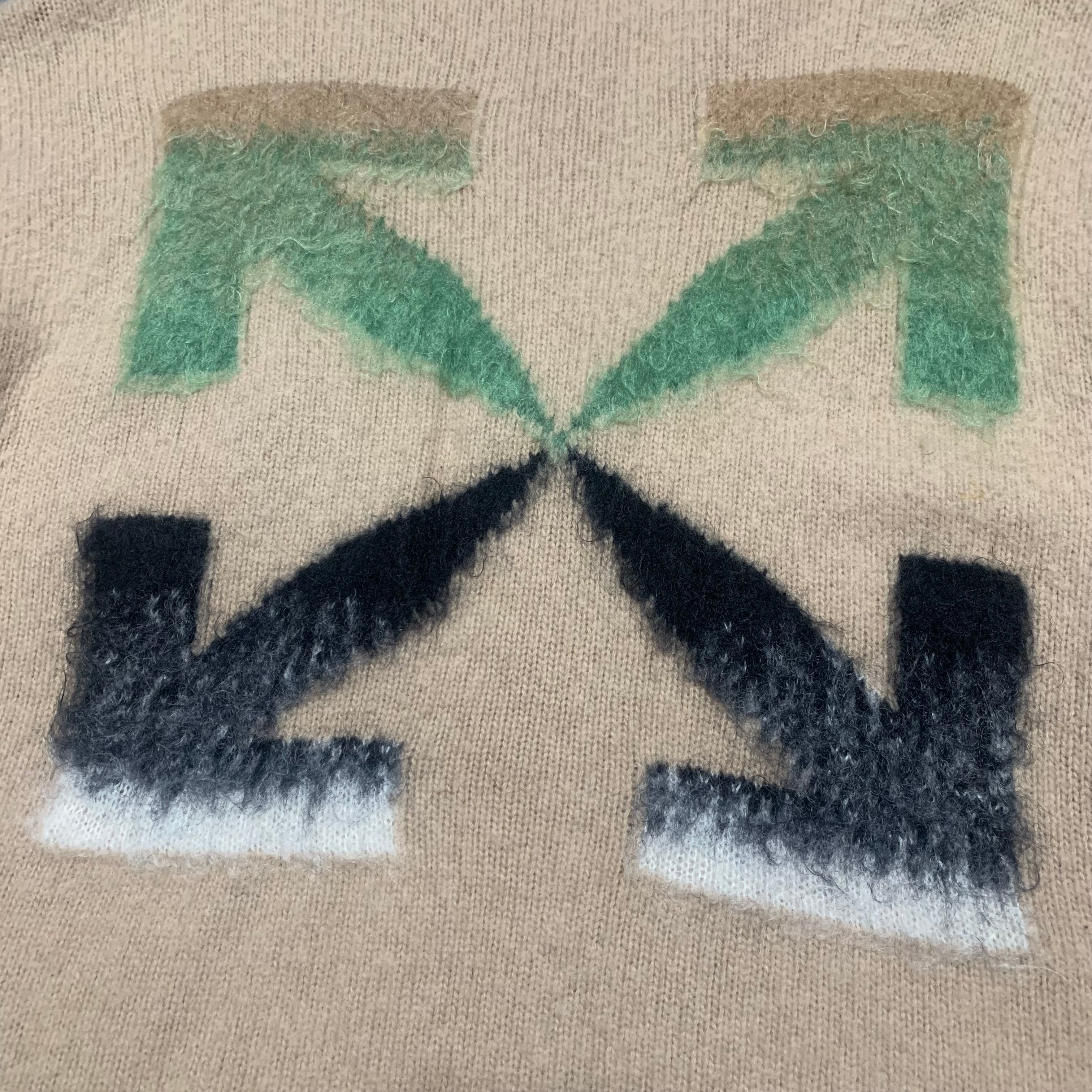 Off White Small Arrows Knit Knitwear Brushed Wool Jumper Beige Virgil Abloh