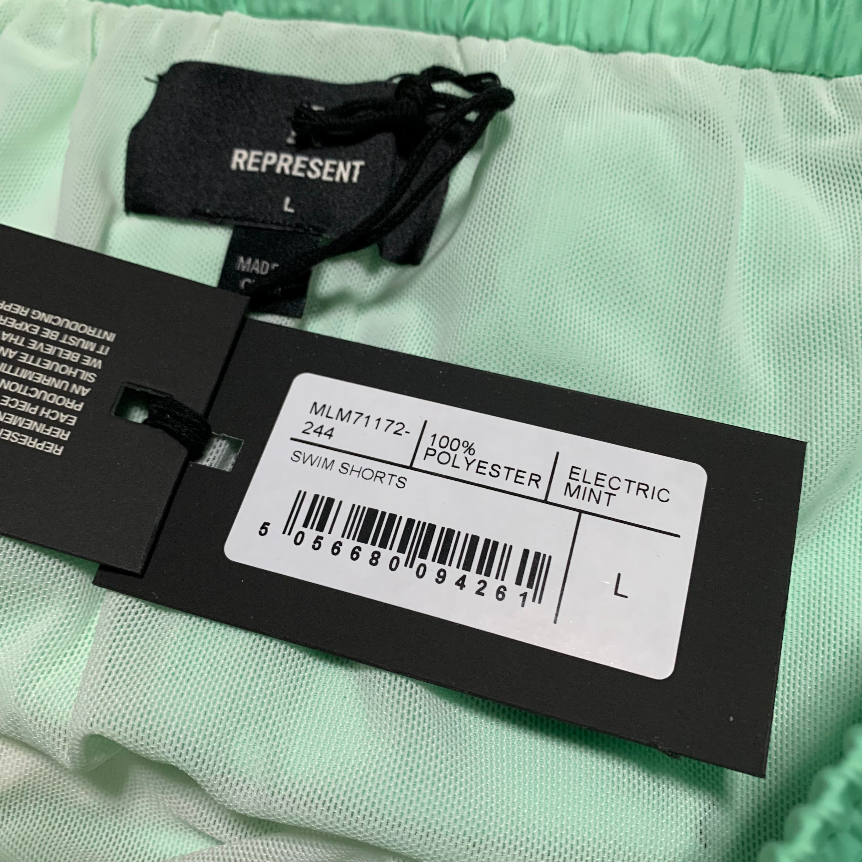 Represent Large Swim Shorts Electric Mint Green