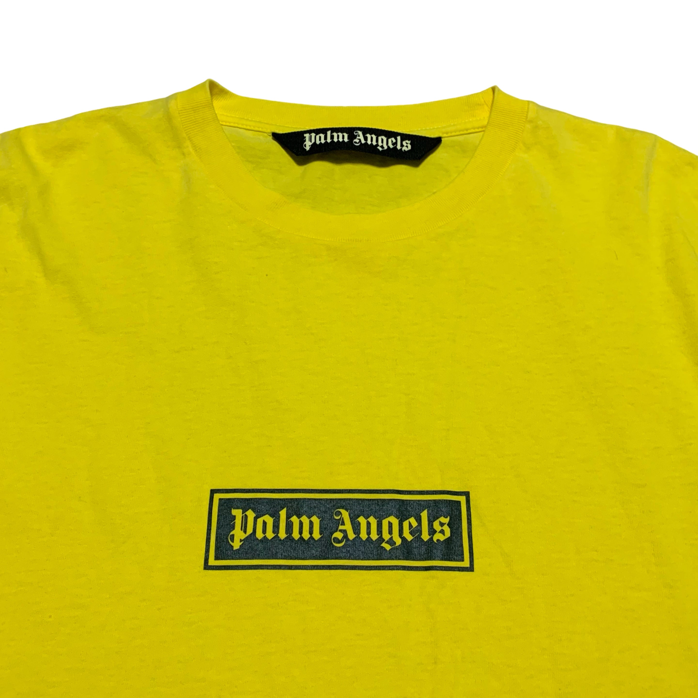 Palm Angels Large Box Logo Graphic Yellow Tee