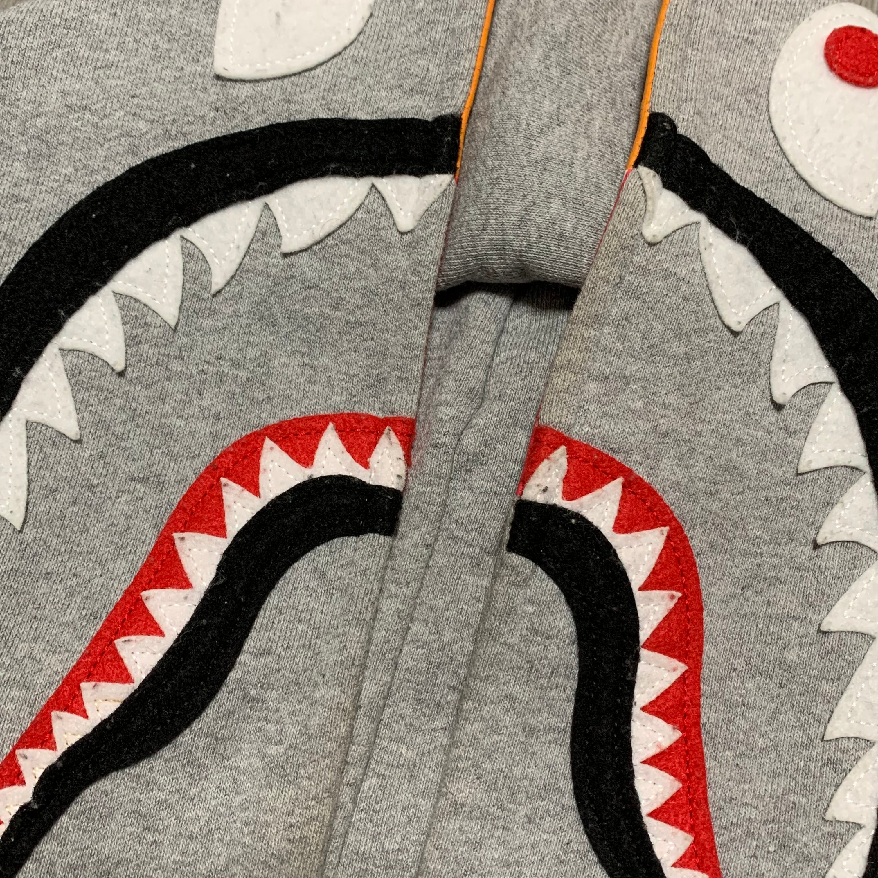 Bape Large Shark Tiger Grey Pullover Hoodie A Bathing Ape