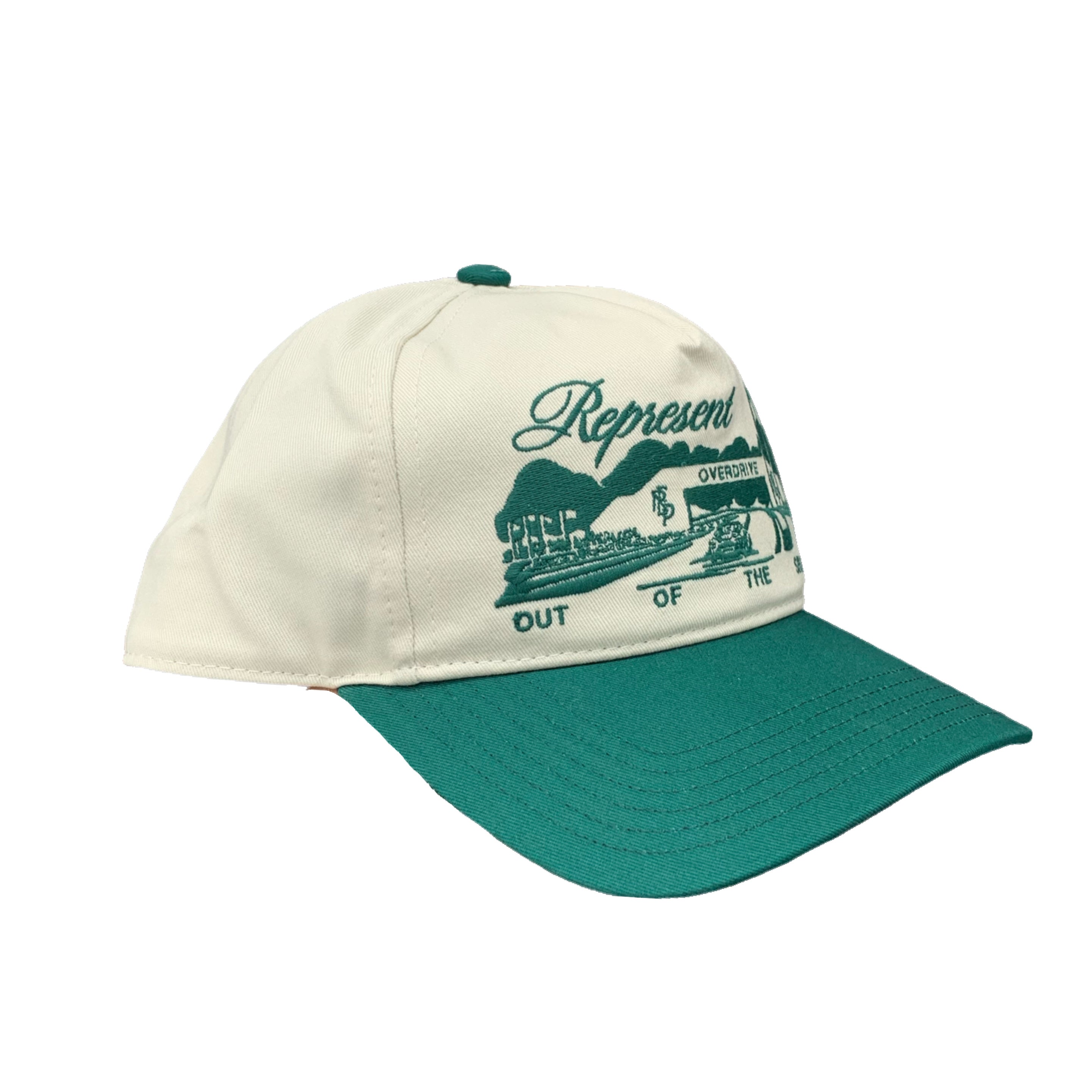Represent Cap Raceway Antique White Forest Green Cap