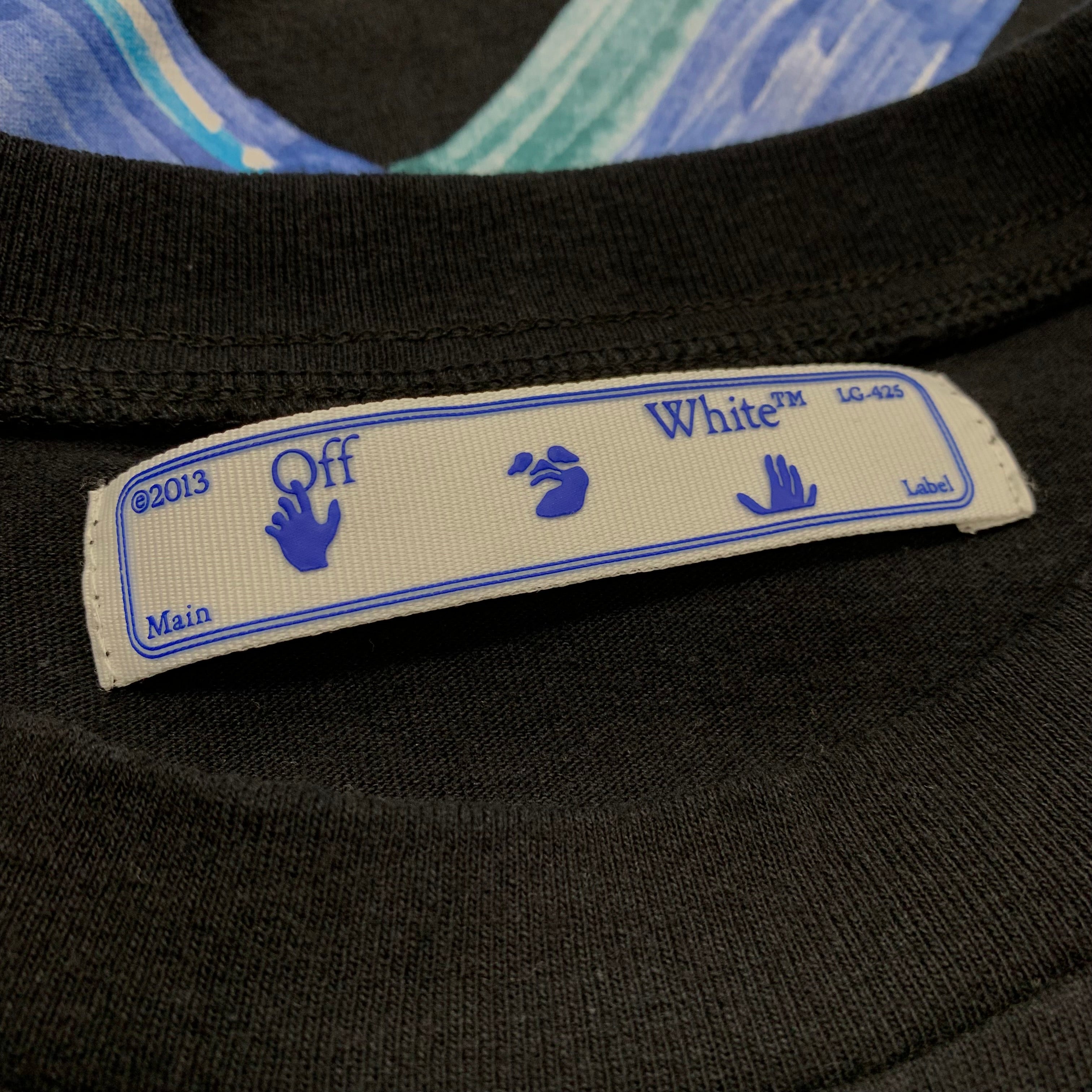Off White Large Tee Marker Arrows Black T-Shirt Virgil Abloh Blue Graphic