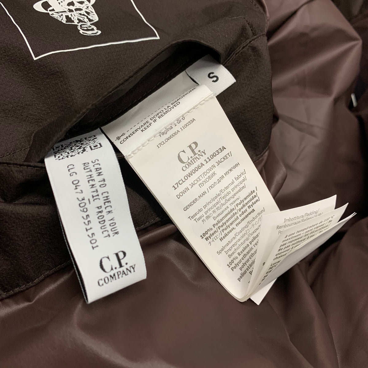 C.P. Company Small Jacket Puffer Metropolis Pertex Down Brown Hooded Jacket (RRP £805)