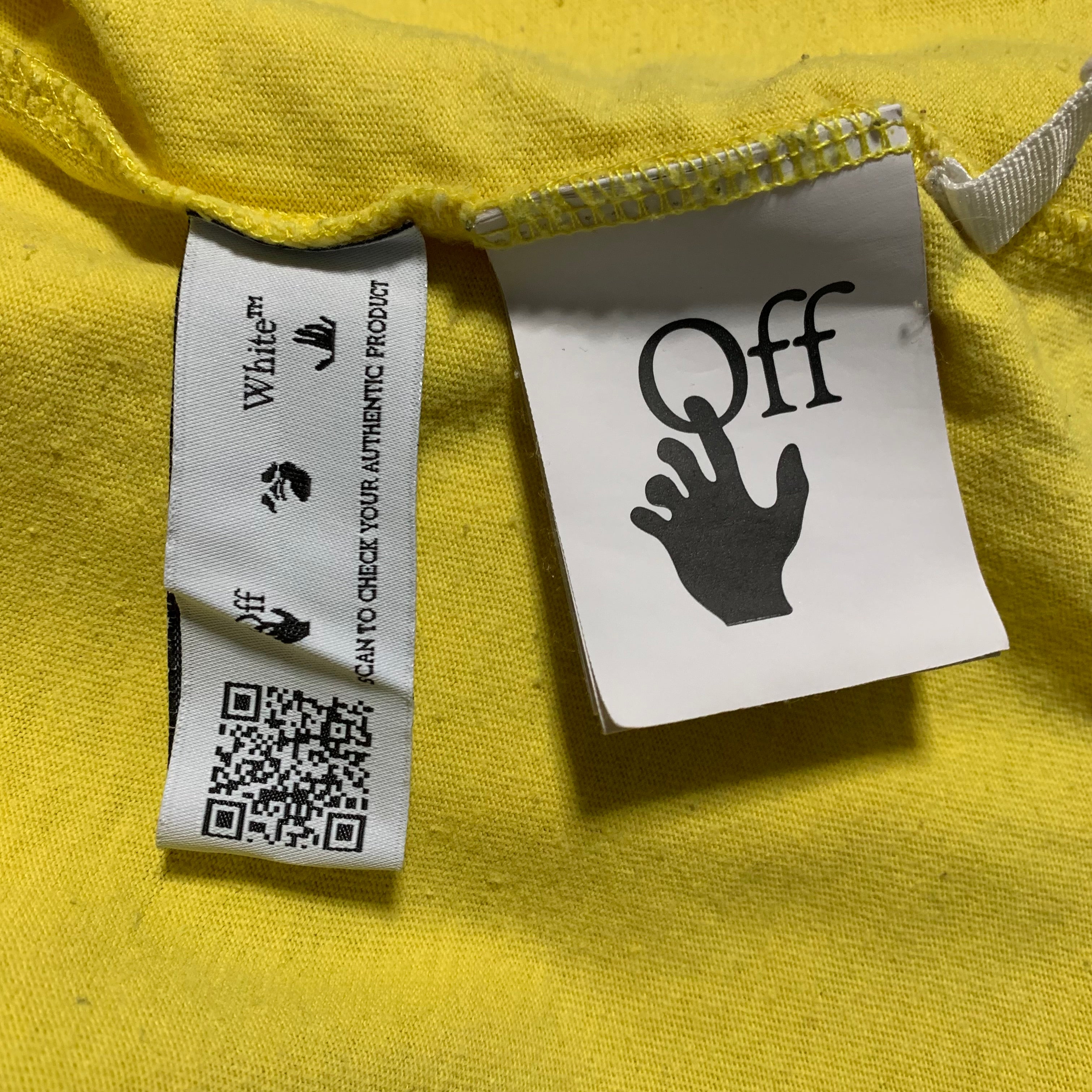 Off White Small Sprayed Marker Graffiti Yellow Tee Virgil Abloh