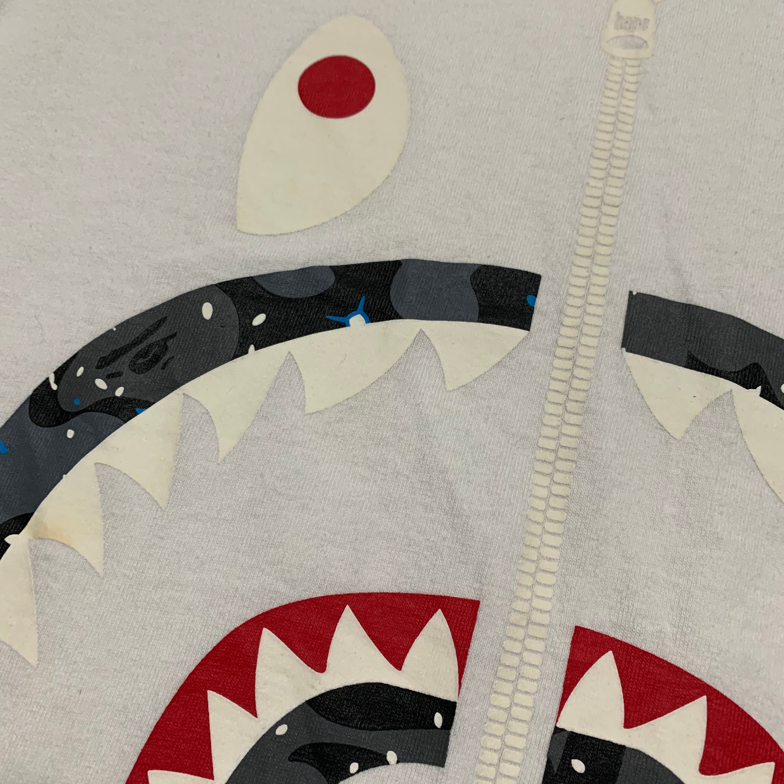 Bape XL Shark Space Camo White Tee A Bathing Ape