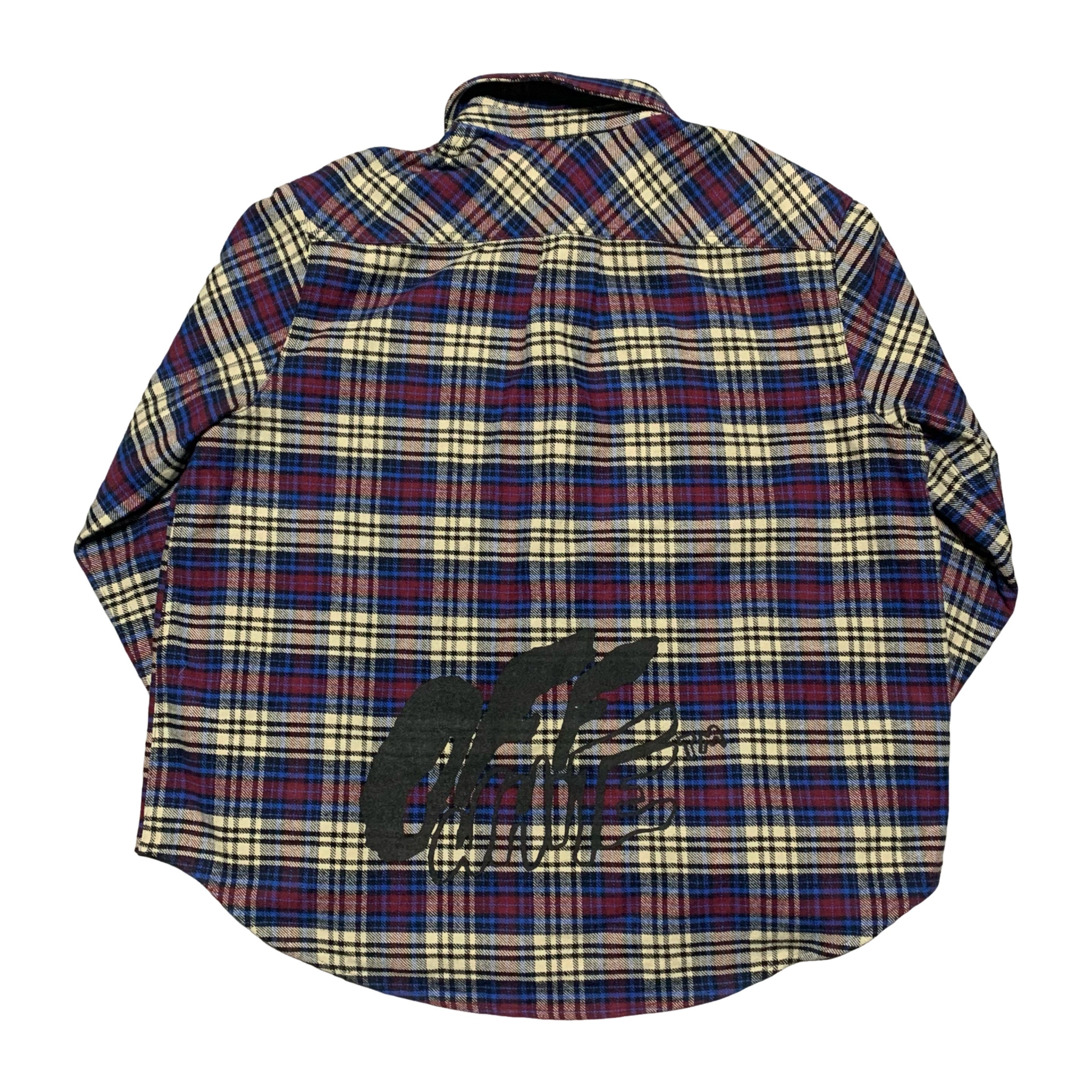 Off White Large Flannel Check Shirt Blue Virgil Abloh