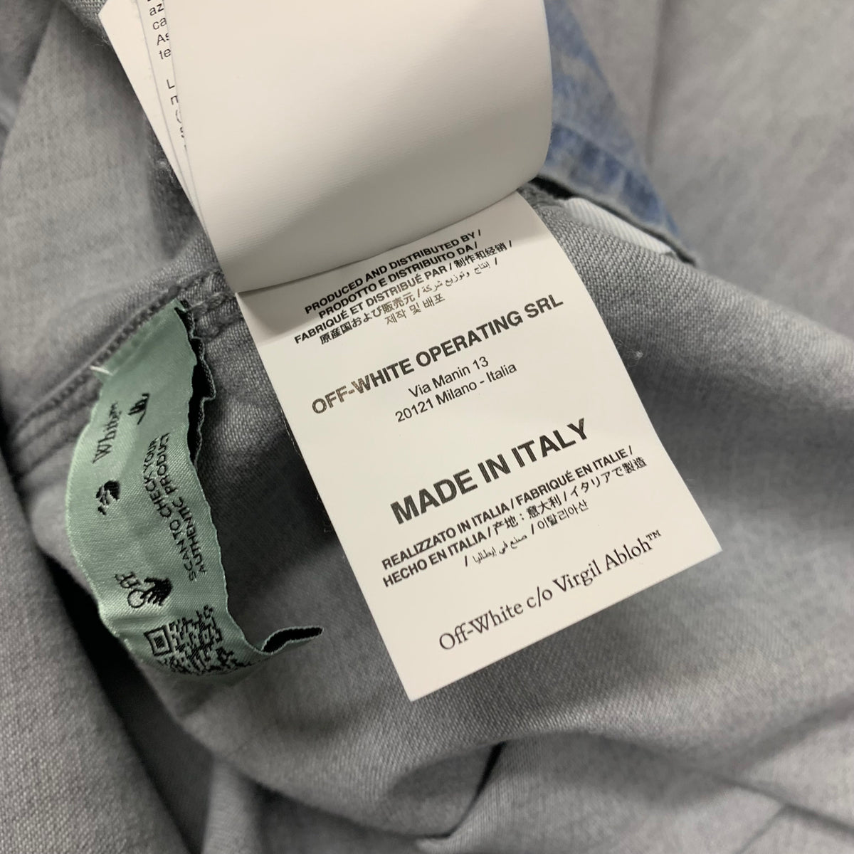 Off White Large Shirt Denim Blue Washed Long Sleeve Top Virgil Abloh