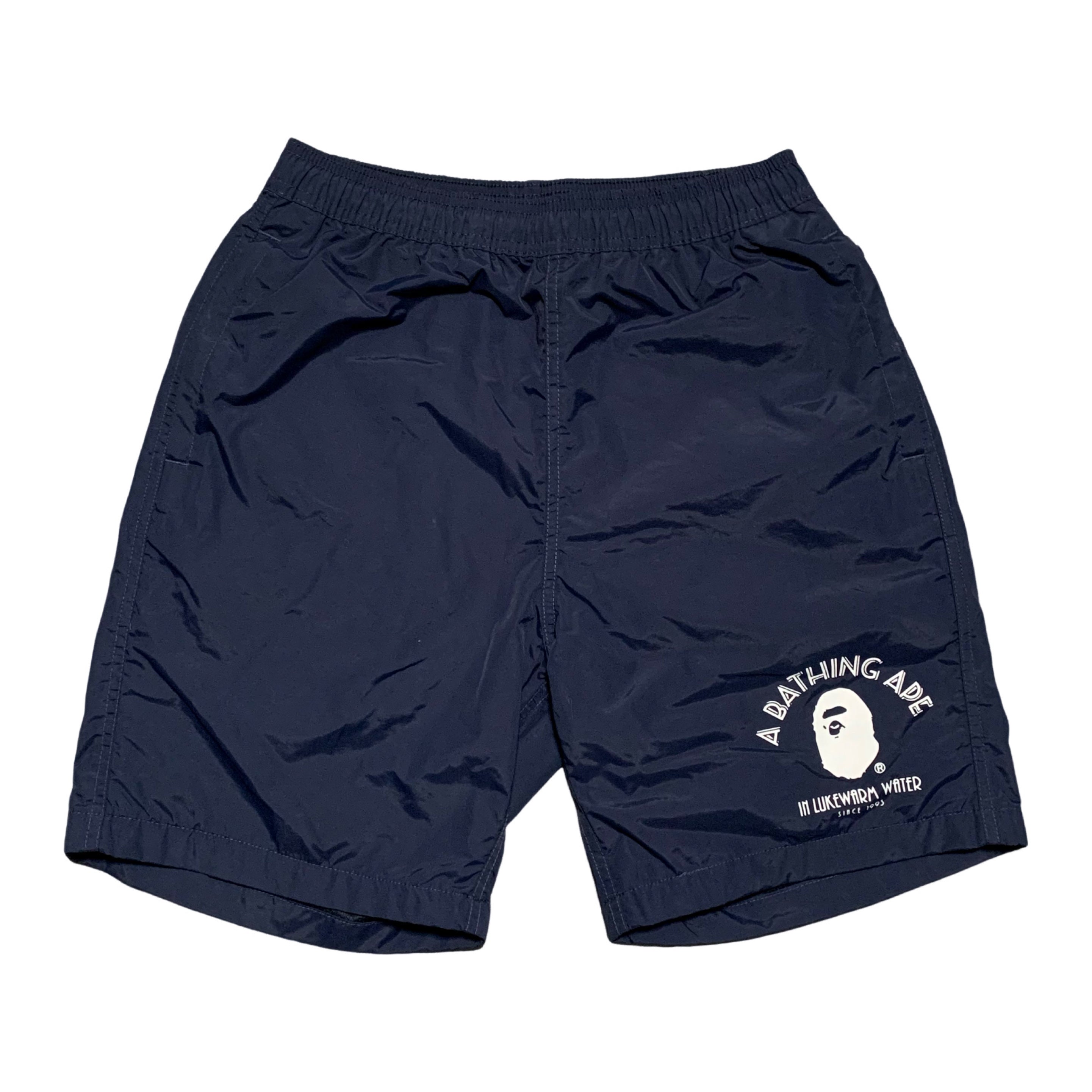 Bape Small Shorts Navy Blue Nylon Beach Shorts A Bathing Ape