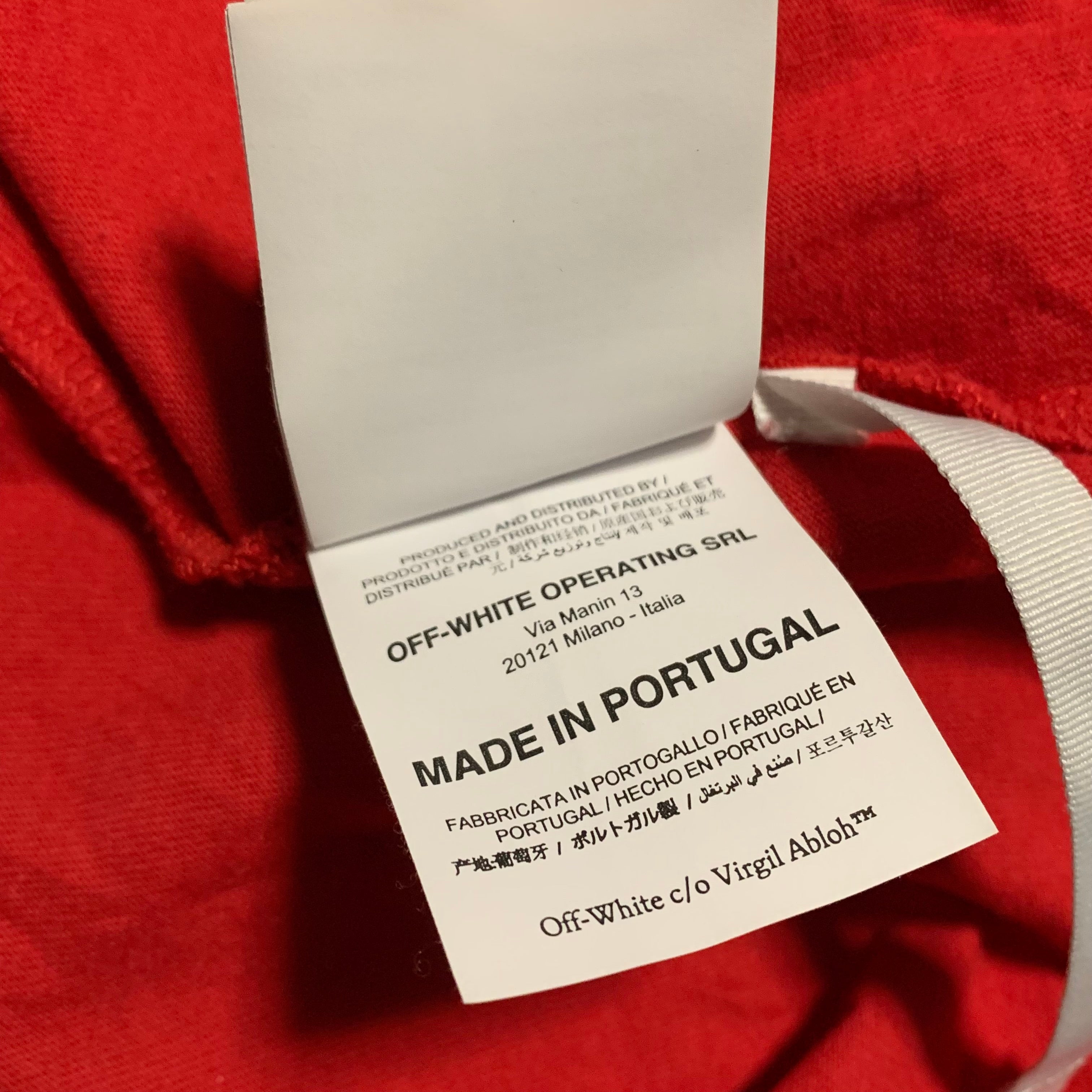 Off White Medium Airport Arrows Red Tee Virgil Abloh