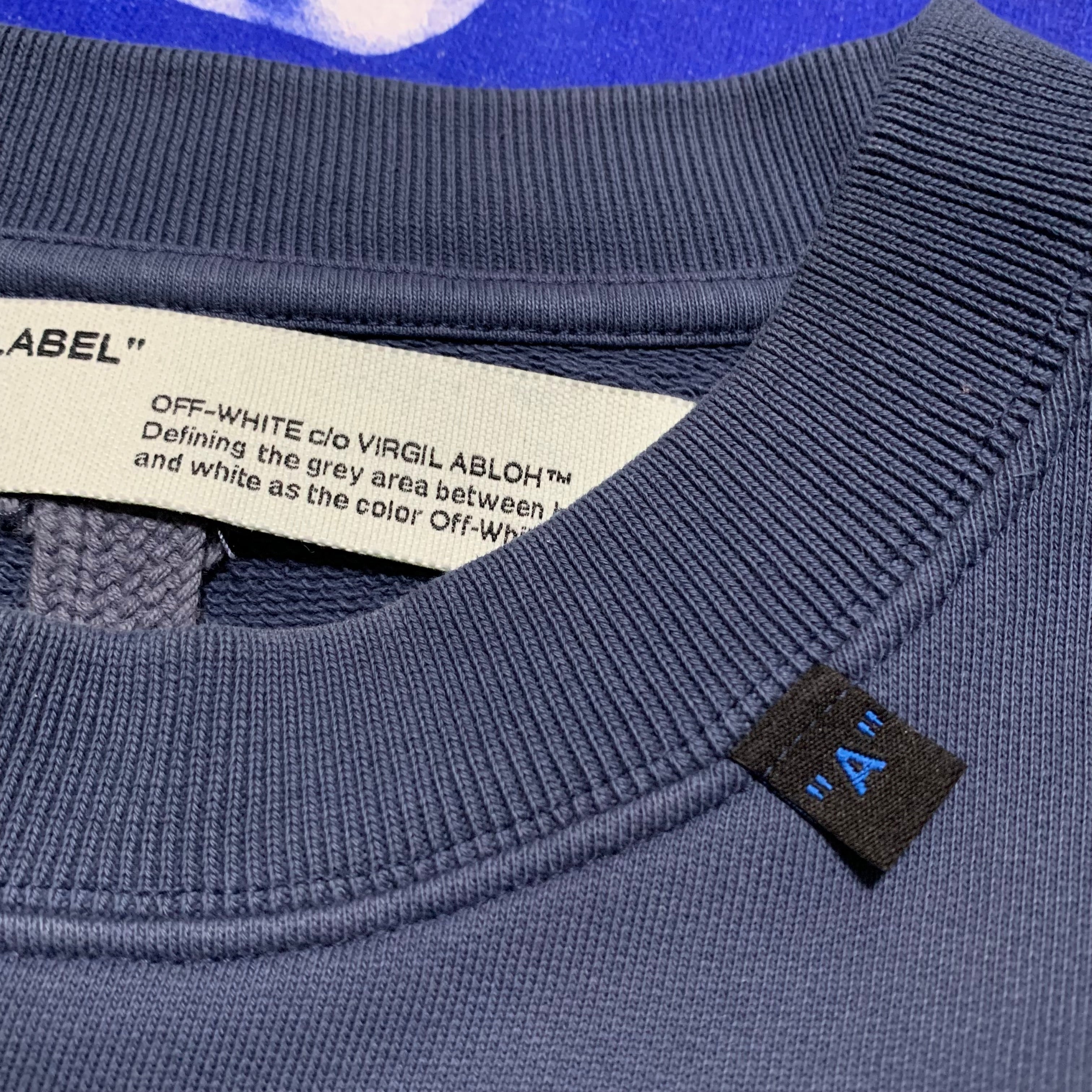 Off White Small Hardcore Caravaggio Indio Blue Sweater Sweatshirt Crewneck Virgil Abloh
