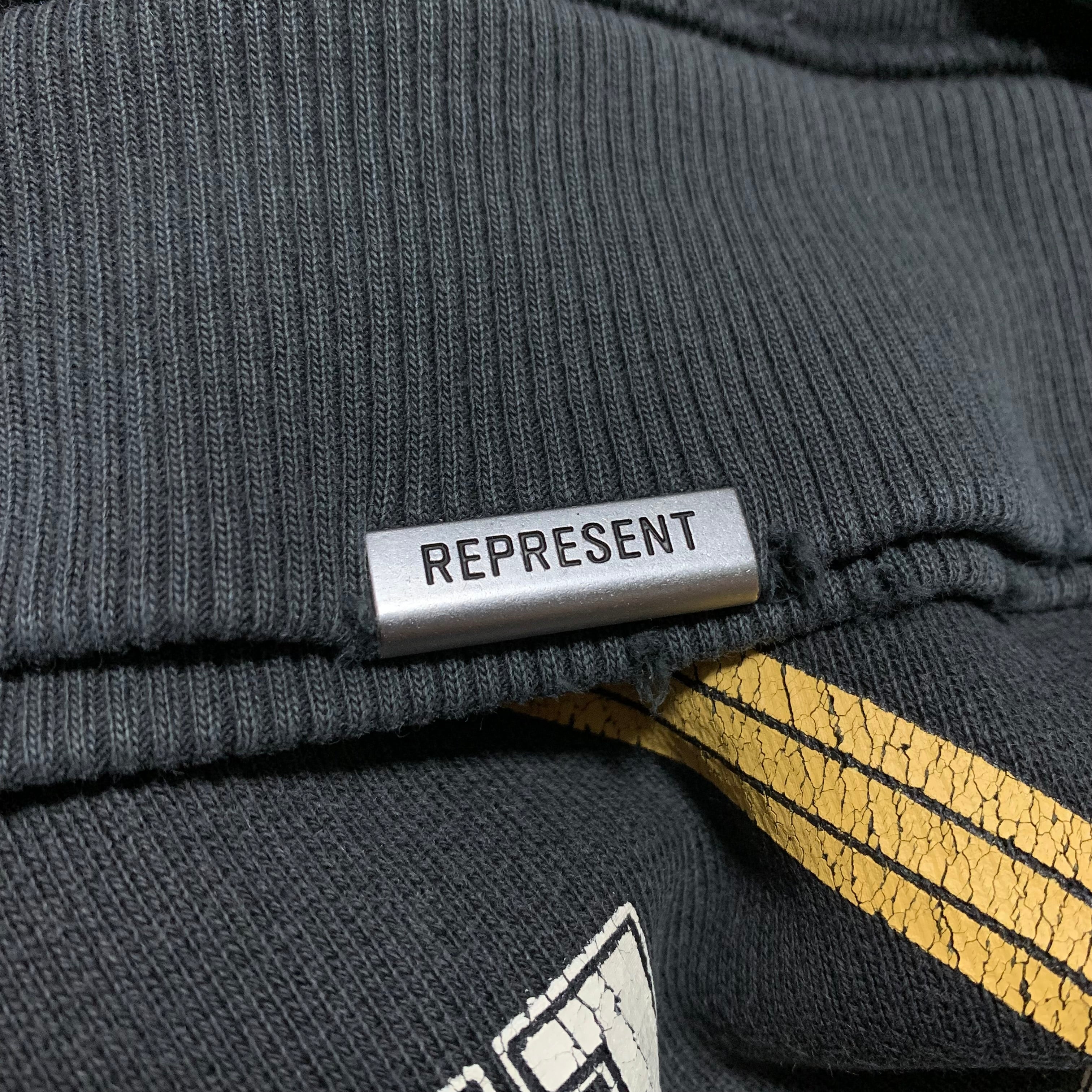 Represent XS Angel Border Stained Black Sweater Sweatshirt Crewneck