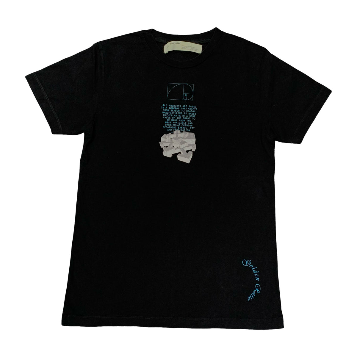 Off White Medium Tee Golden Ratio Dripping Arrows Black T-Shirt Virgil Abloh