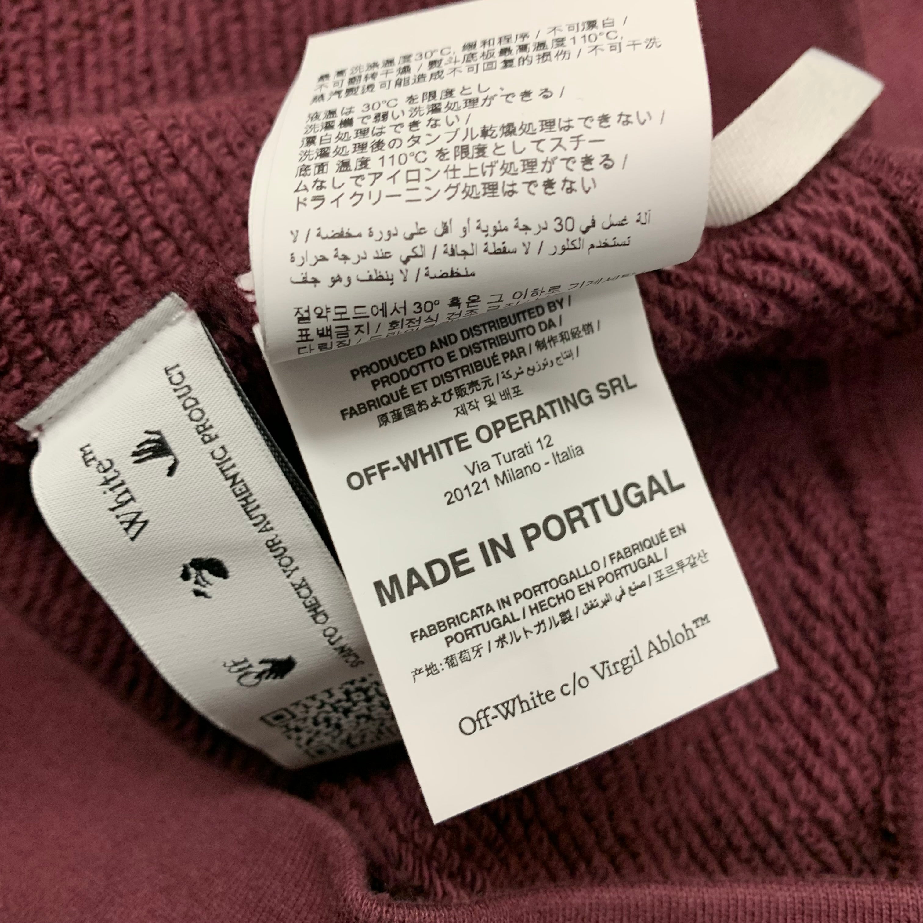 Off White Small Sweatshirt Off Graffiti Burgundy Red Crewneck Virgil Abloh