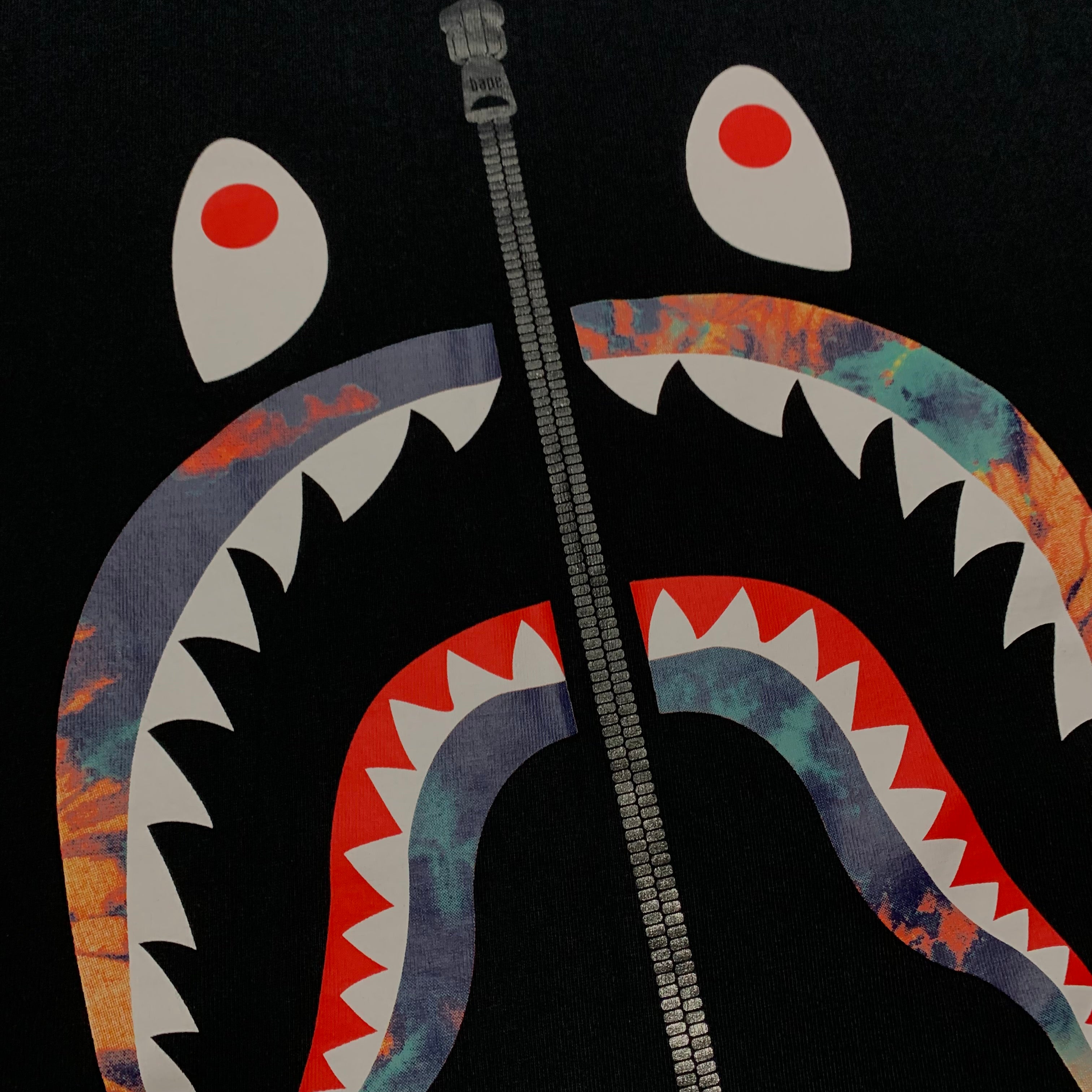 Bape Medium Shark Tie Dye Black Tee A Bathing Ape