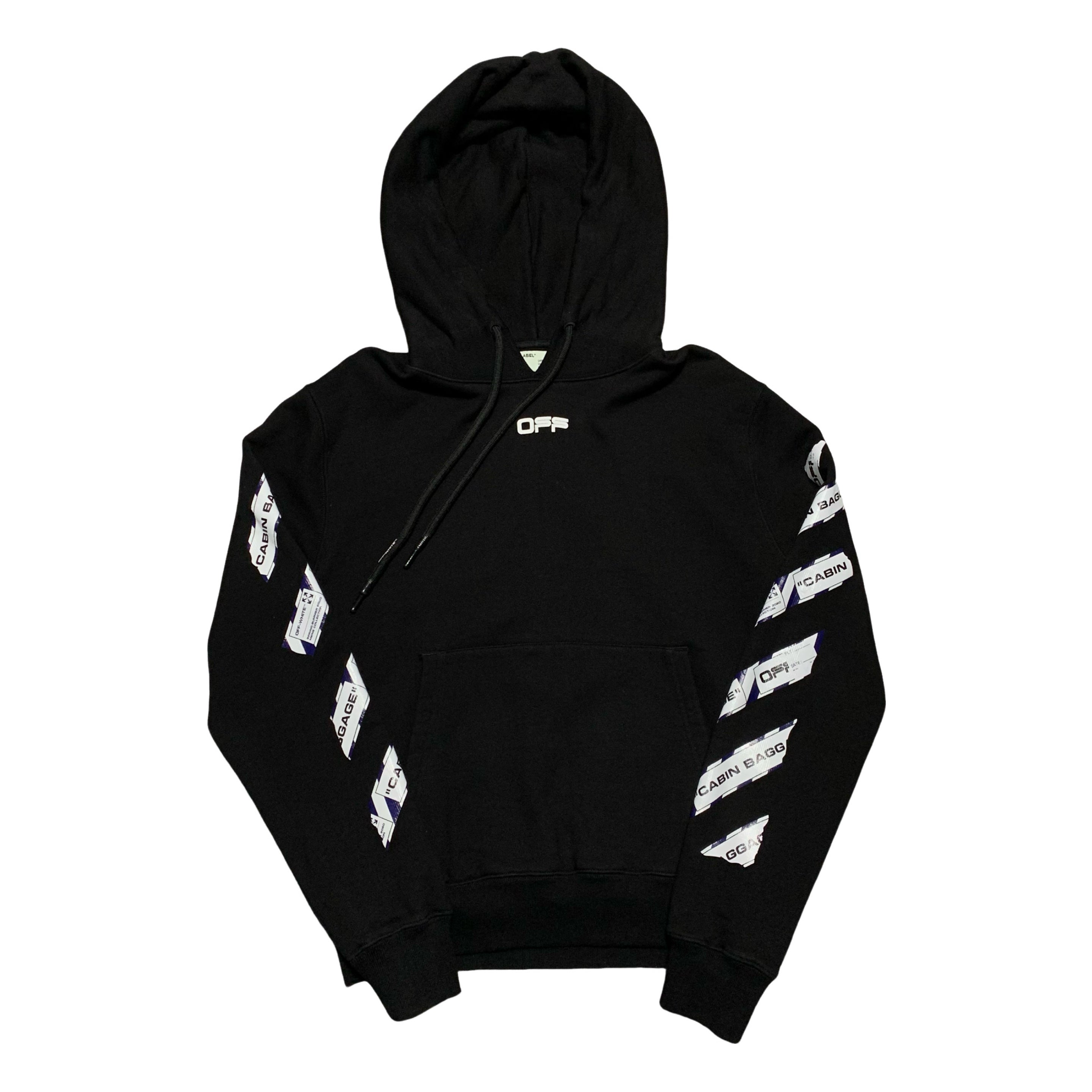 Off White Medium Airport Arrows Black Hoodie Virgil Abloh