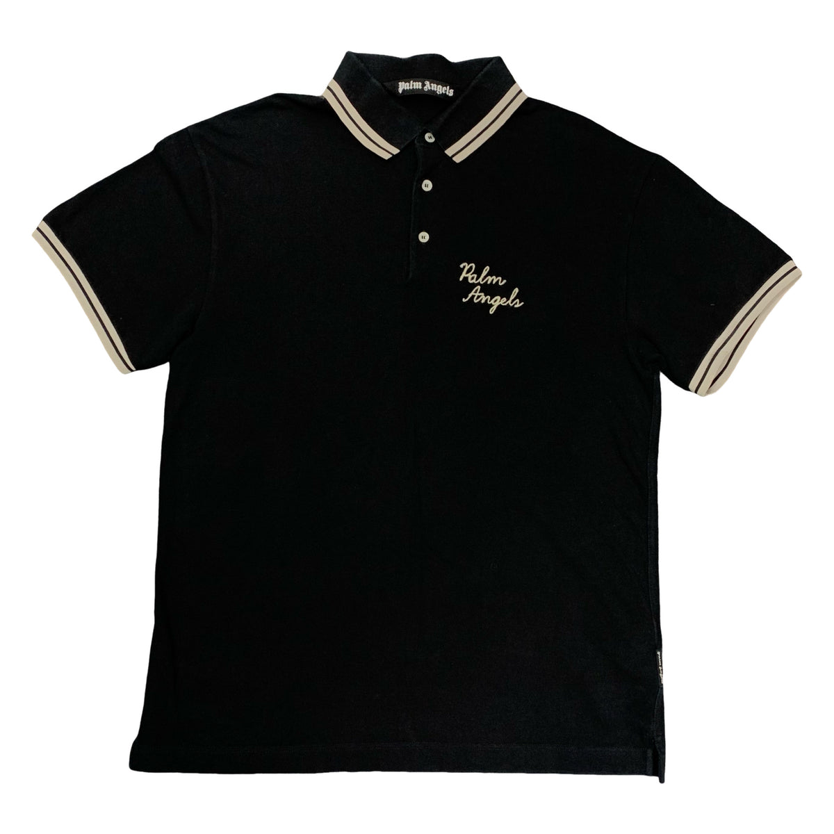 Palm Angels Medium Polo Shirt Classic Black Stripe Polo Top