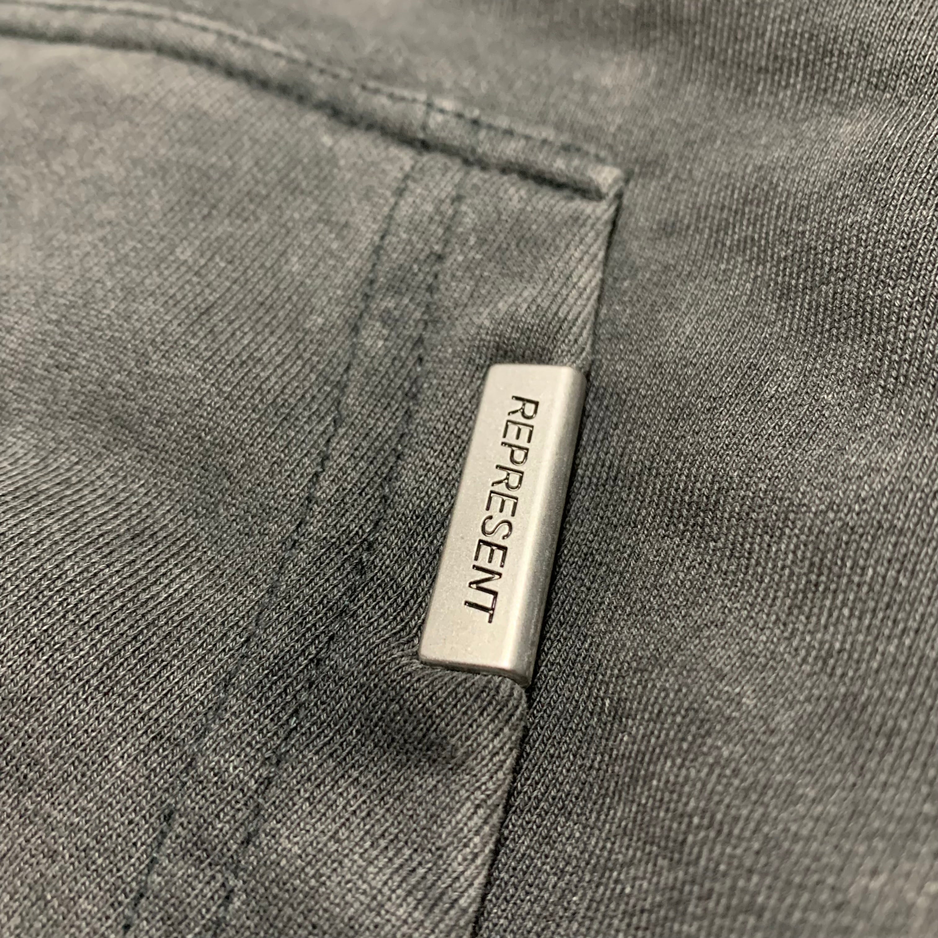 Represent Small Blanks Hoodie Zip Vintage Grey Distressed