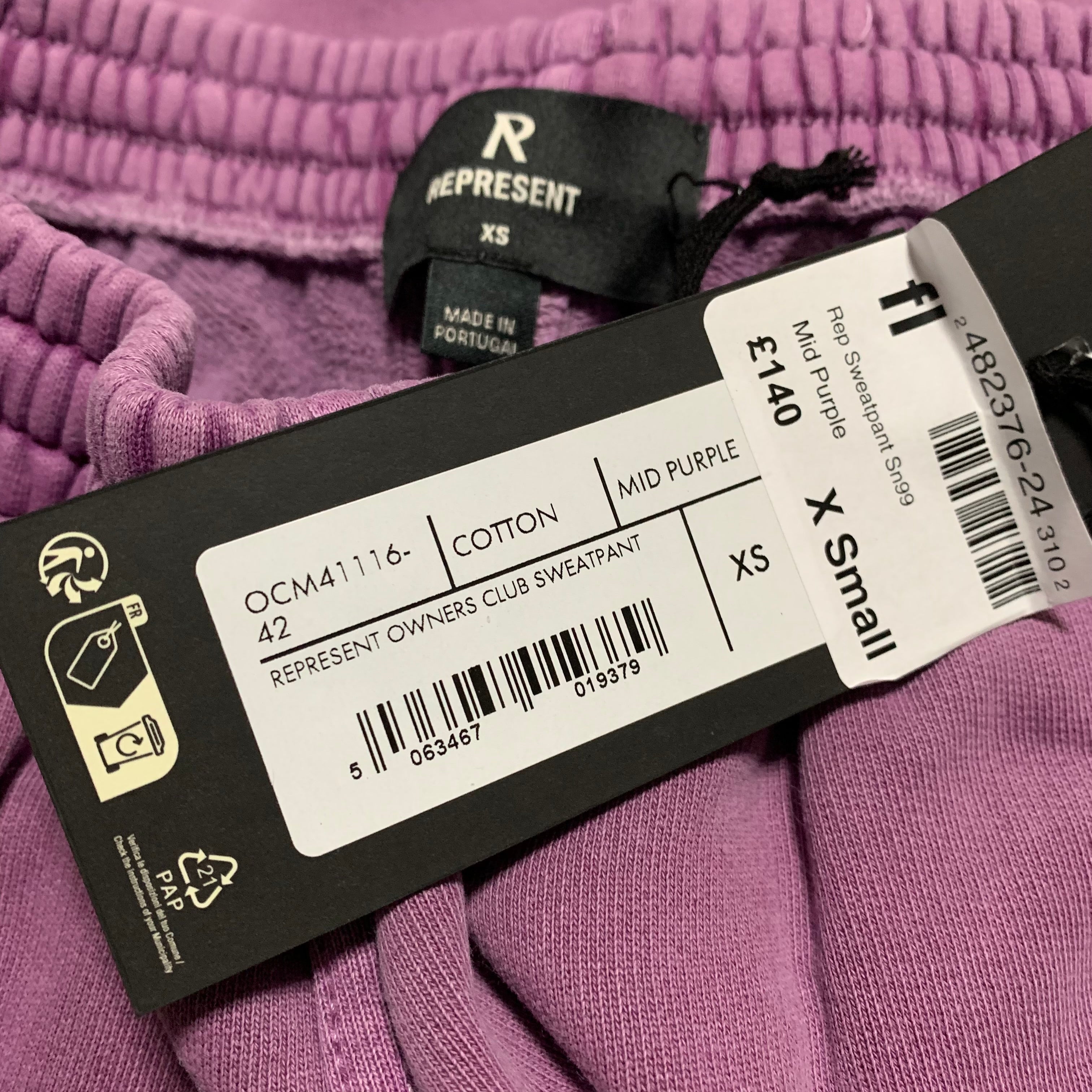 Represent XS Owners Sweatpants Club Mid Purple Bottoms (RRP £140)