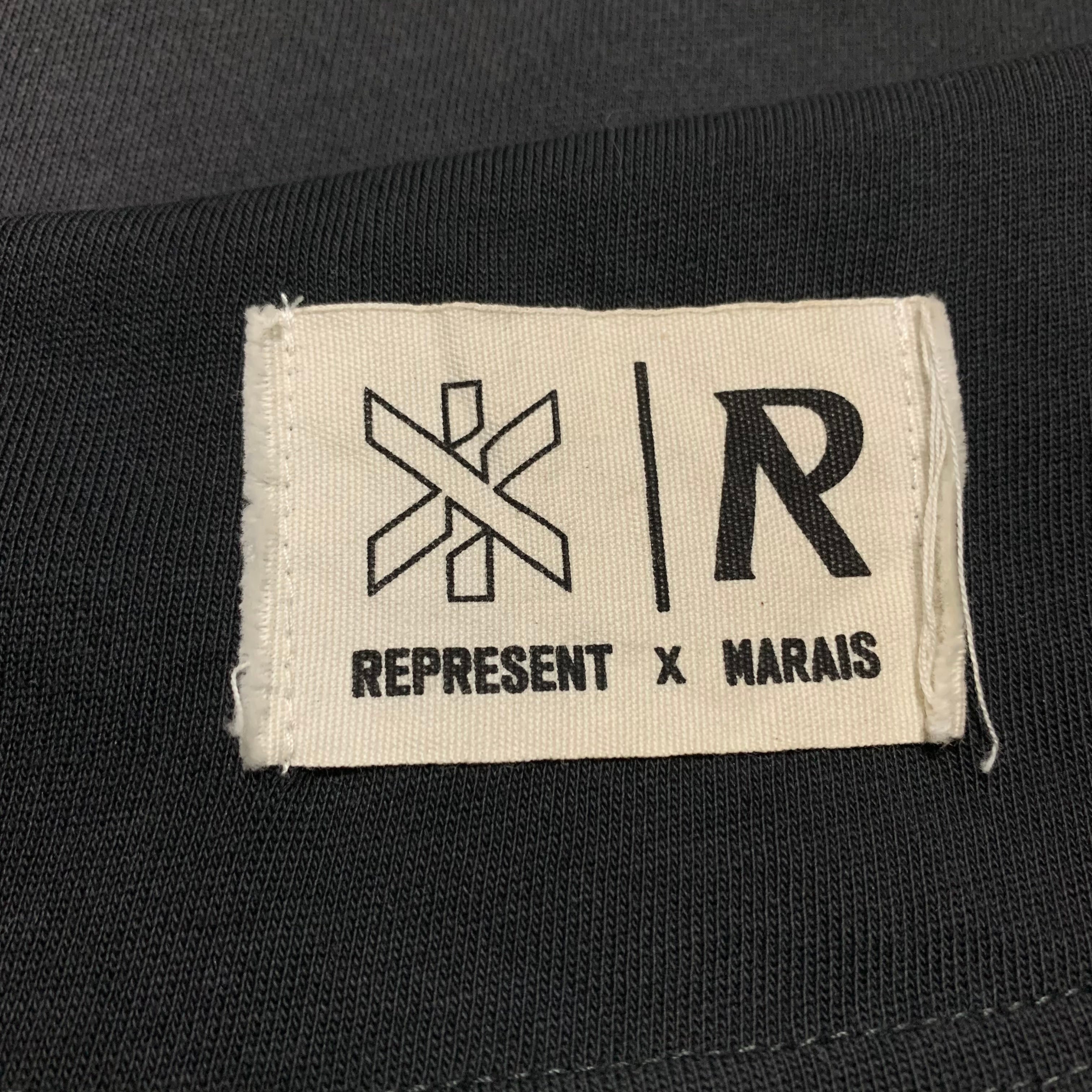 Represent x Marais XXS Logo Lock Up Aged Black Tee Limited Edition