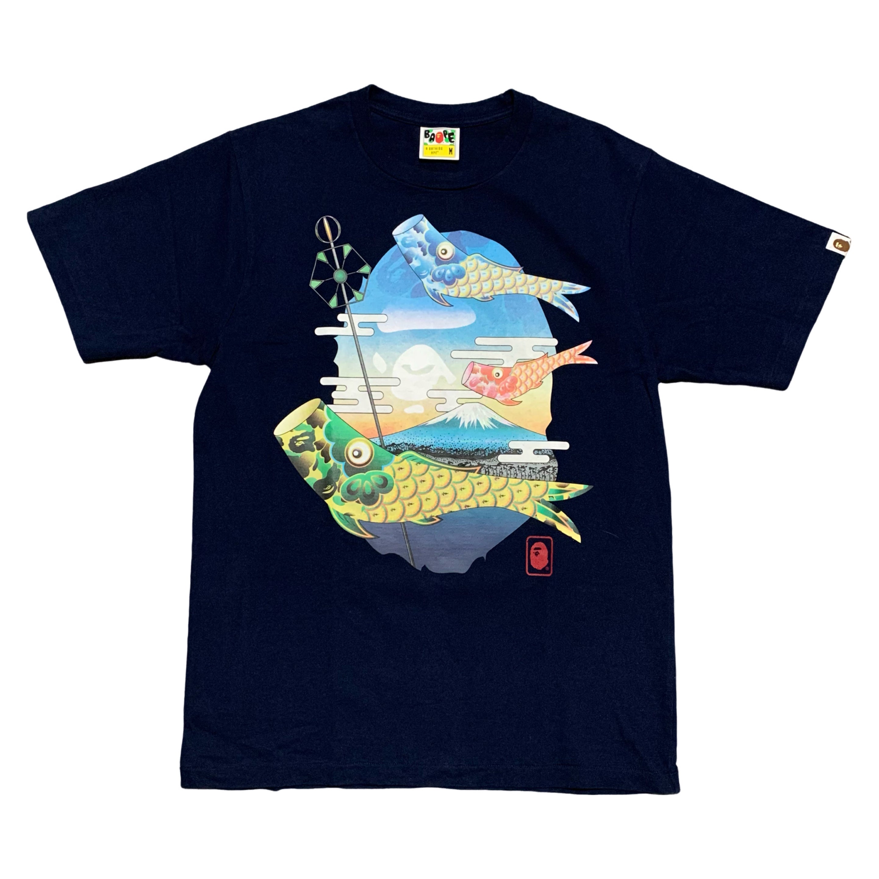 Bape Medium Koinobori Carp Flag Ape Head Navy Blue Tee 2022