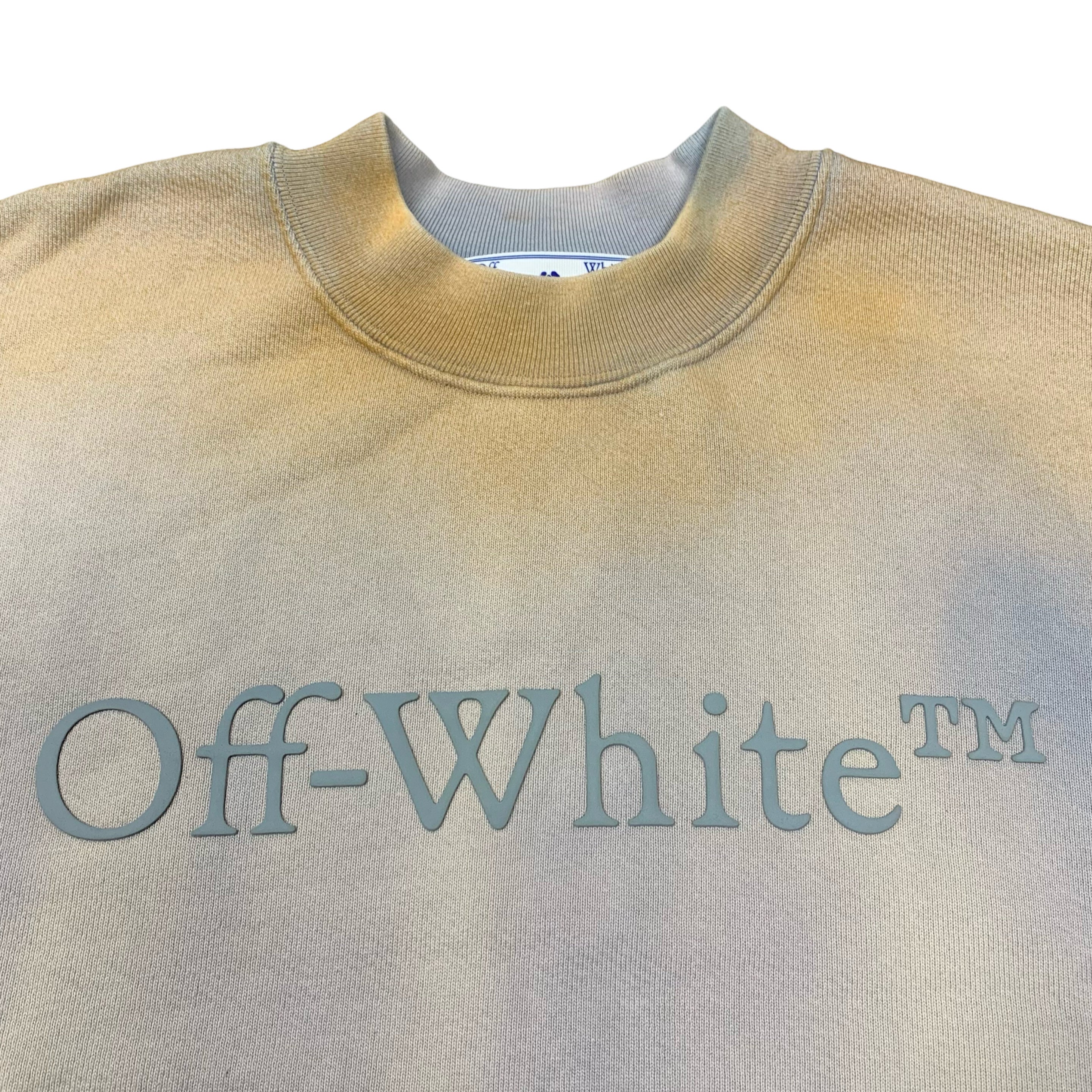 Off White XS Sweatshirt Tie Dye Light Blue Beige Crewneck Virgil Abloh Unisex