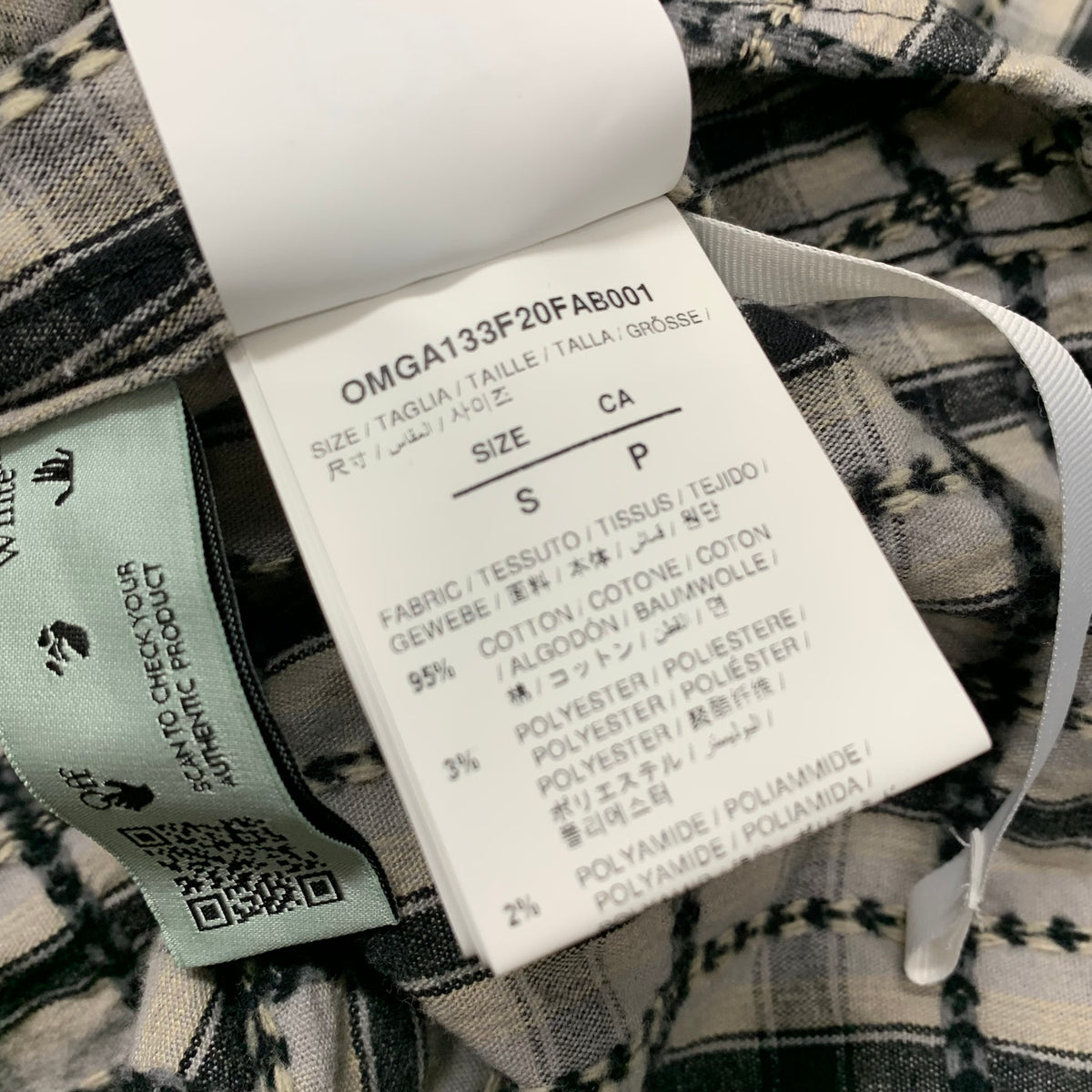 Off White Small Shirt Flannel Check Grey Top Virgil Abloh