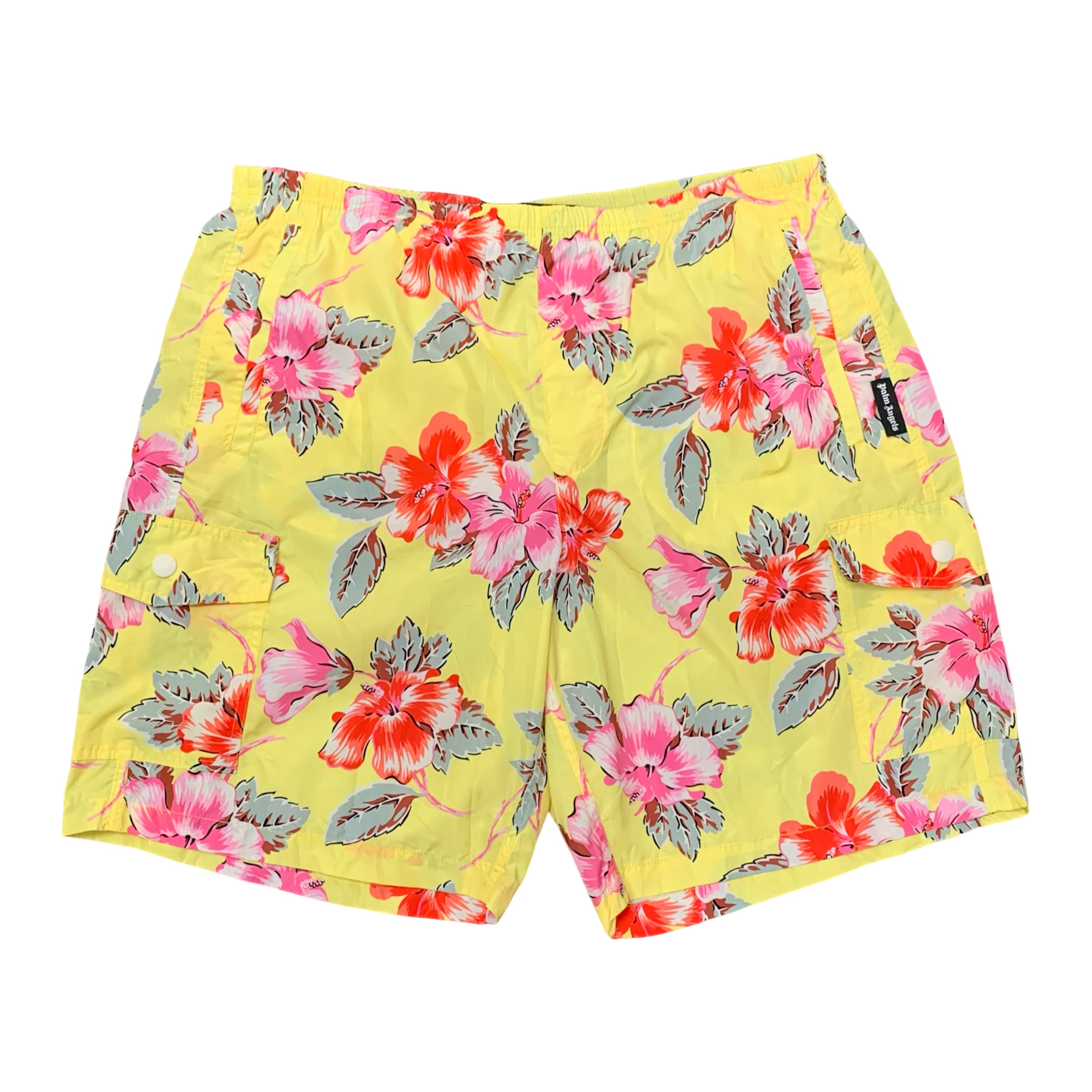 Palm Angels Medium Swim Shorts Floral Yellow Hibiscus