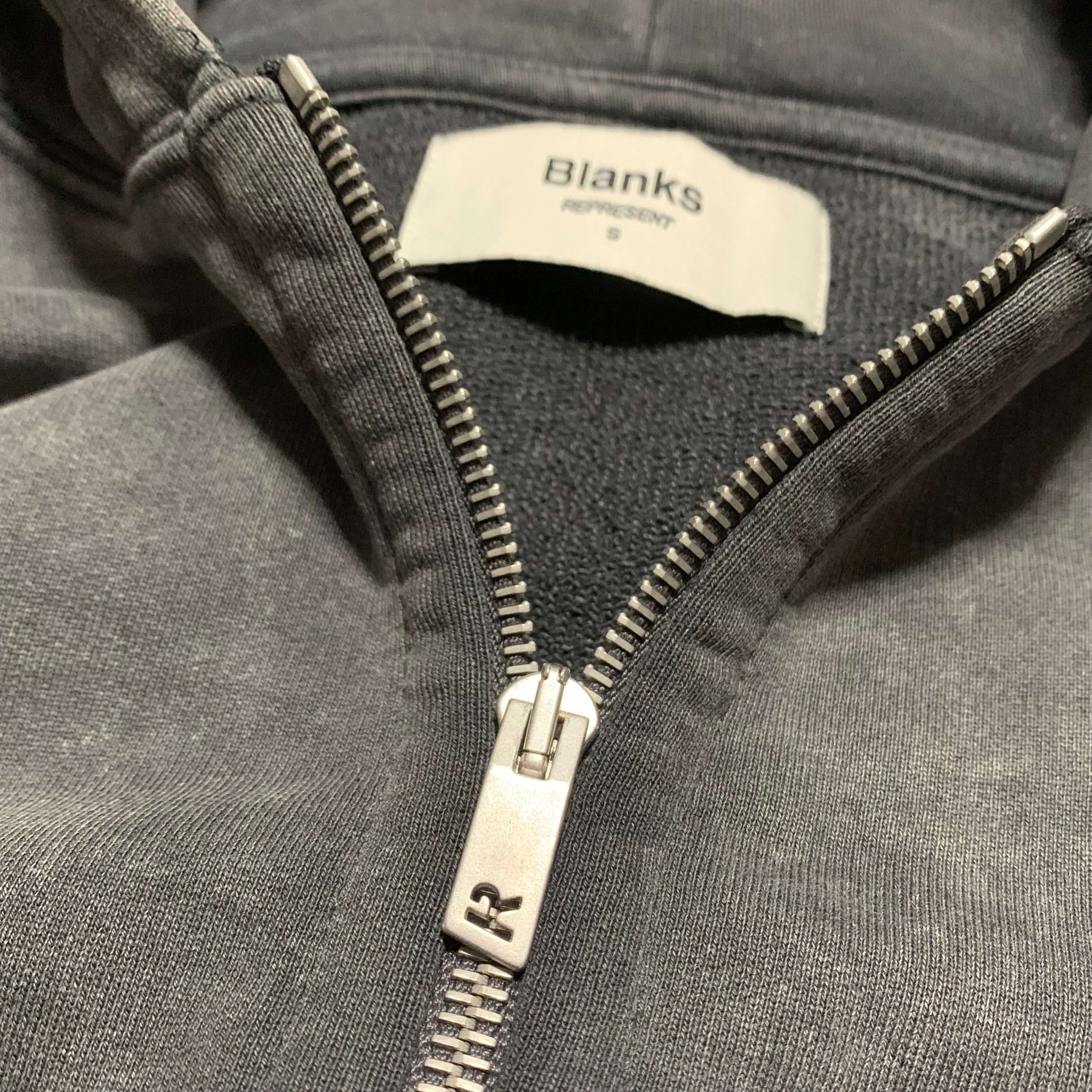 Represent Small Blanks Hoodie Zip Vintage Grey Distressed