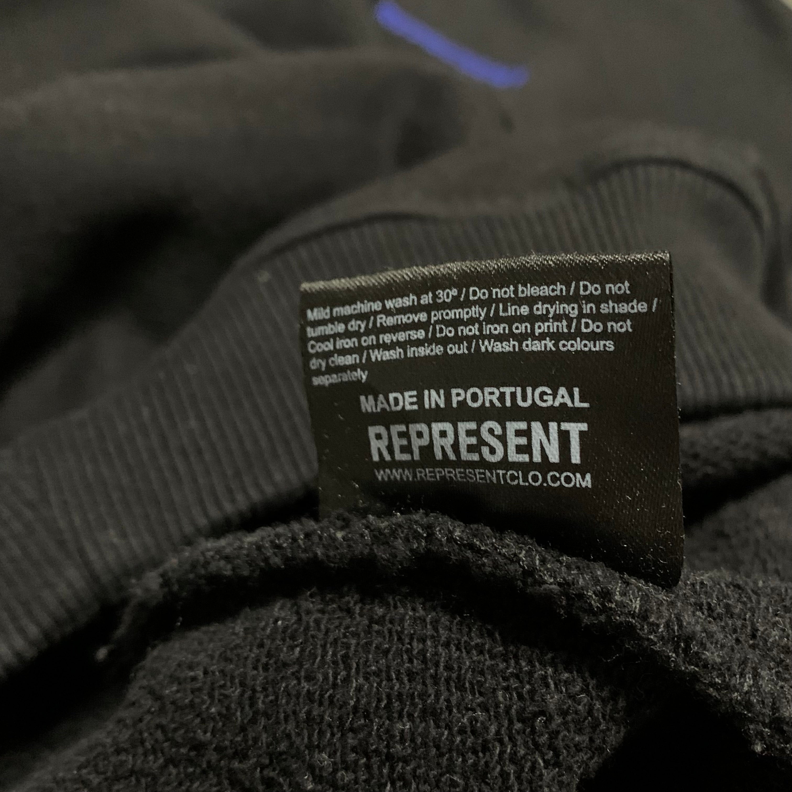 Represent Large Owners Club Jet Black Hoodie Blue Graphic