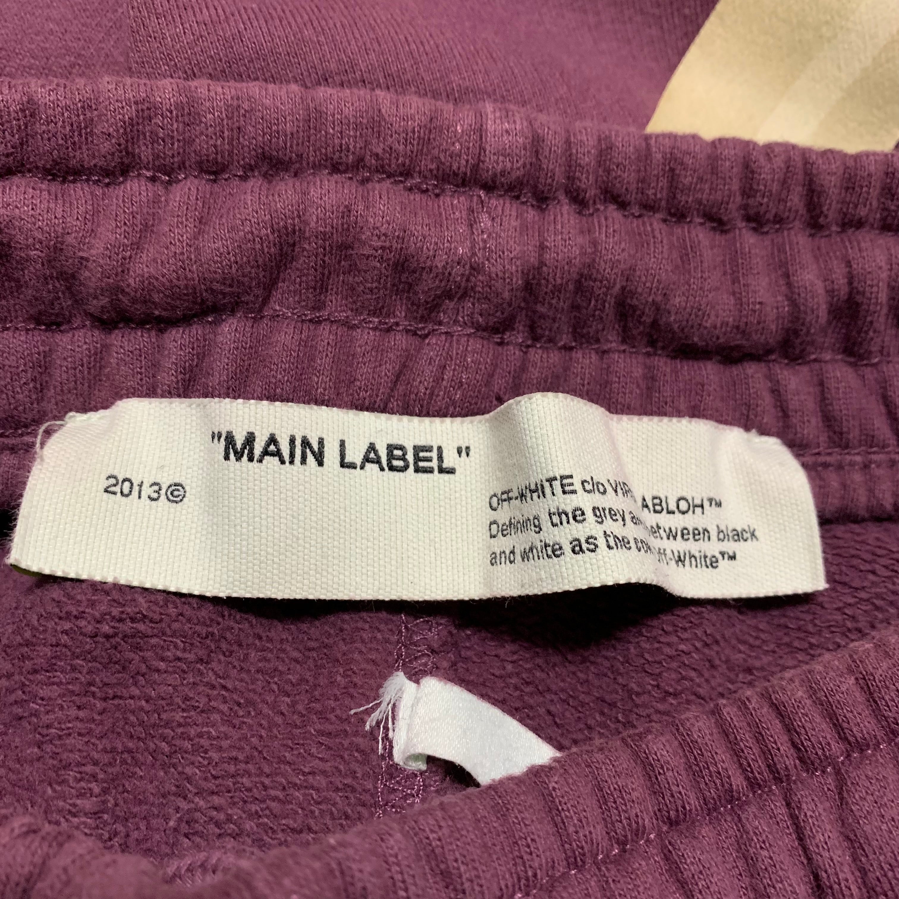 Off White XS Tape Diag Joggers Bottoms Burgundy Virgil Abloh