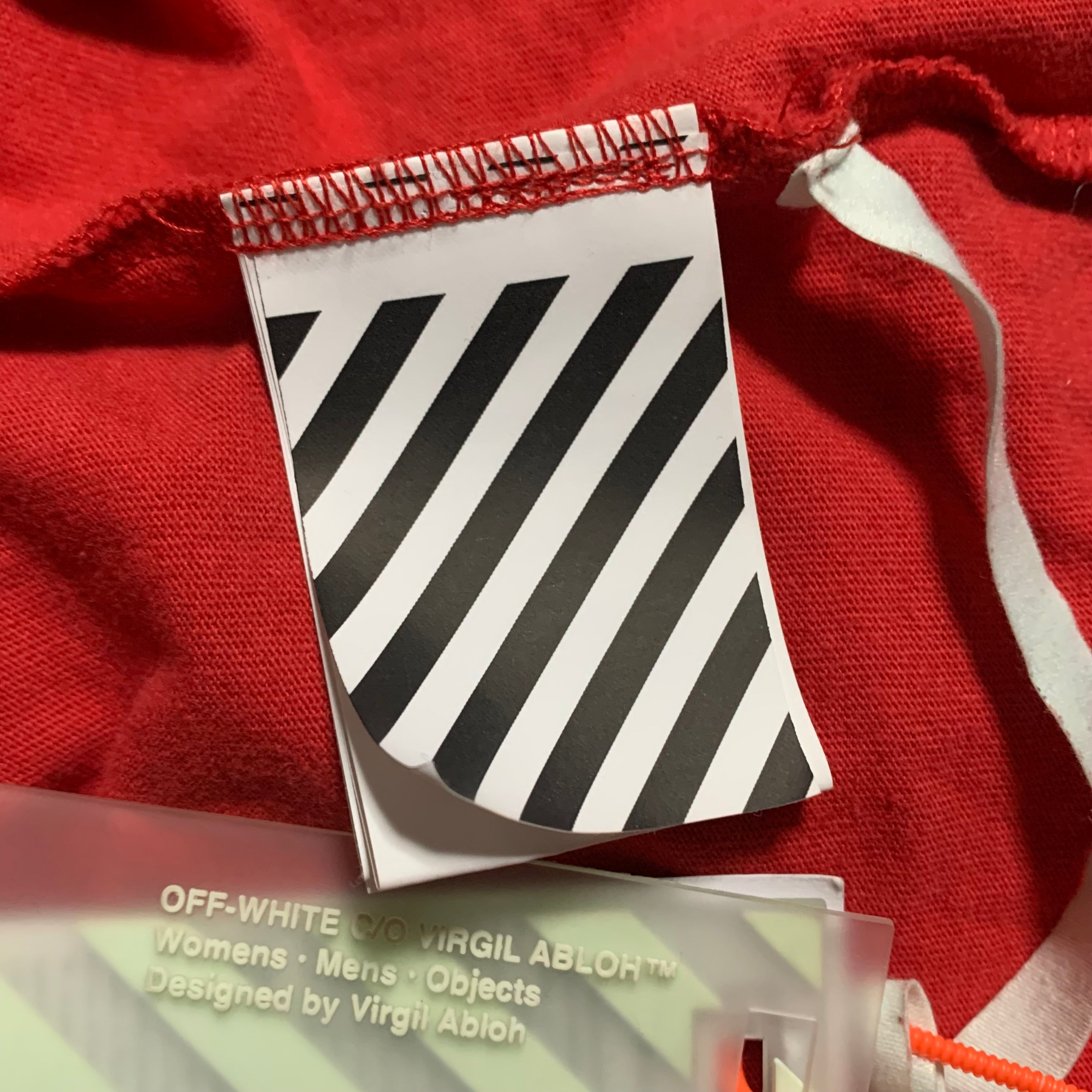 Off White Large Airport Arrows Red Tee Virgil Abloh