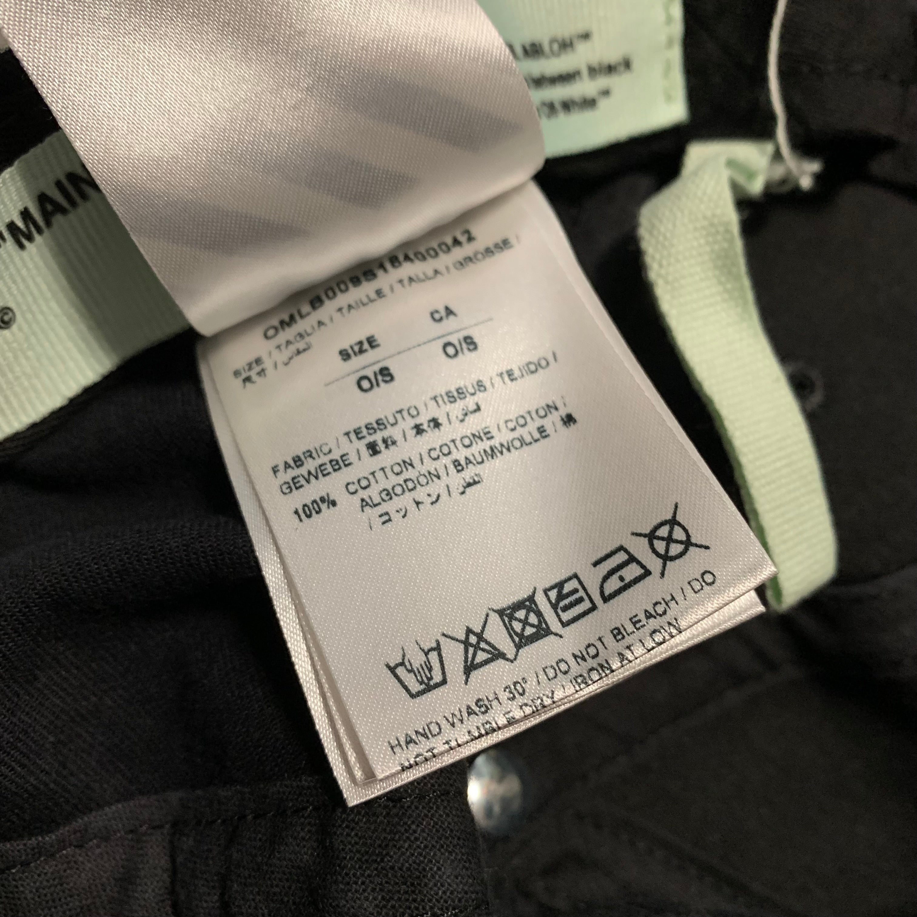 Off White Cap Baseball Cap Black Logo Graphic Virgil Abloh