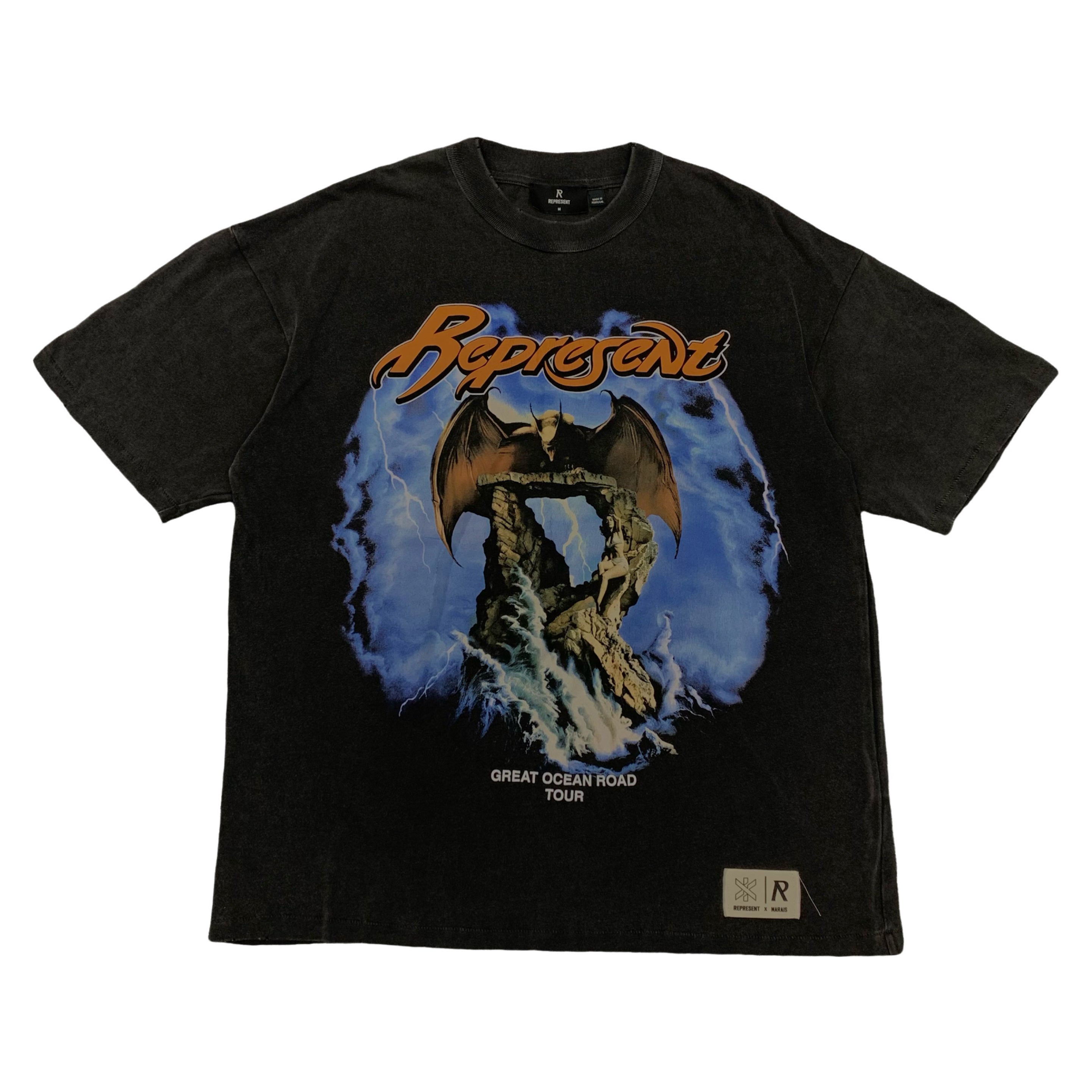 Represent Medium Tee Marias Logo 20th Anniversary Stained Black T-Shirt