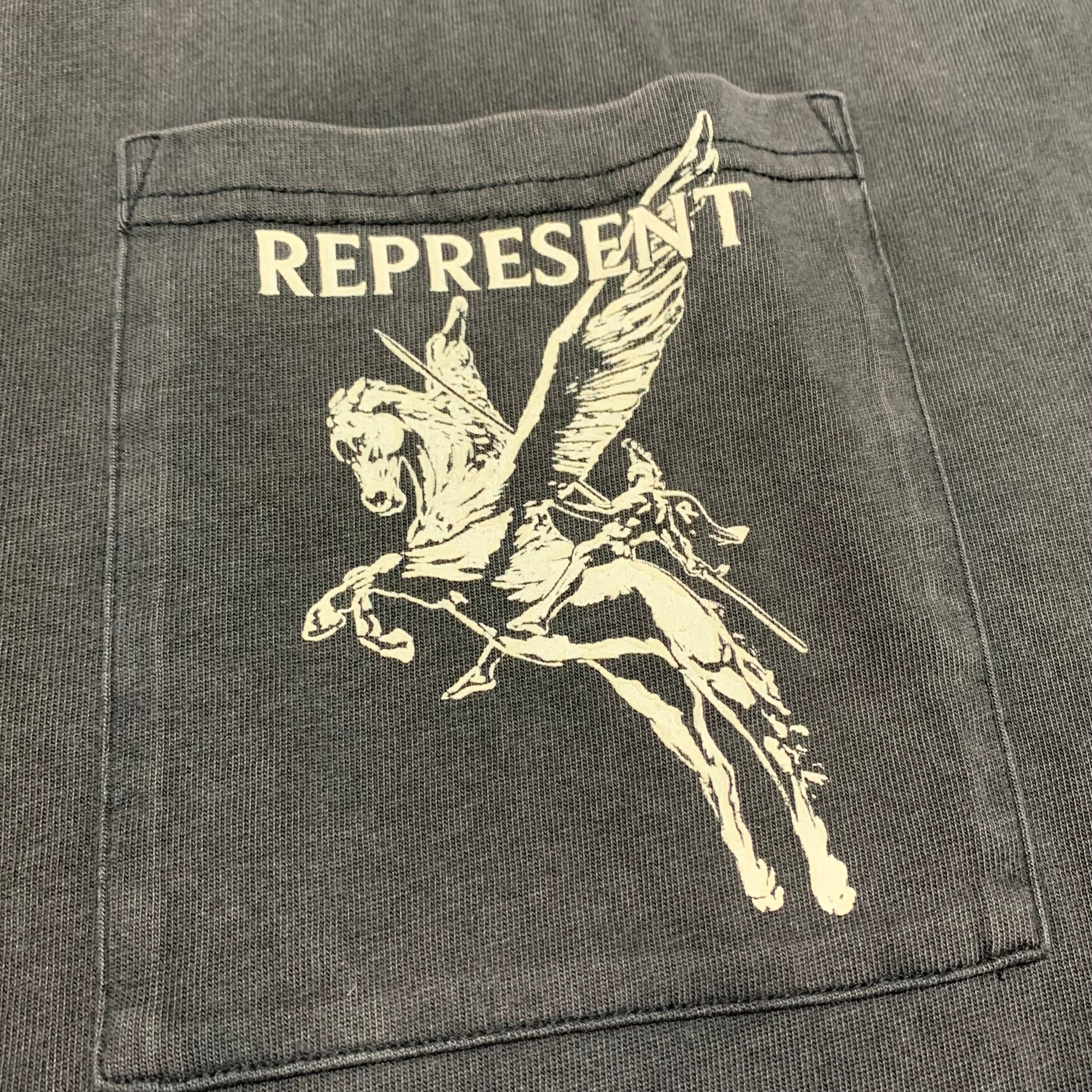 Represent Large Mascot Vintage Grey Pocket Tee