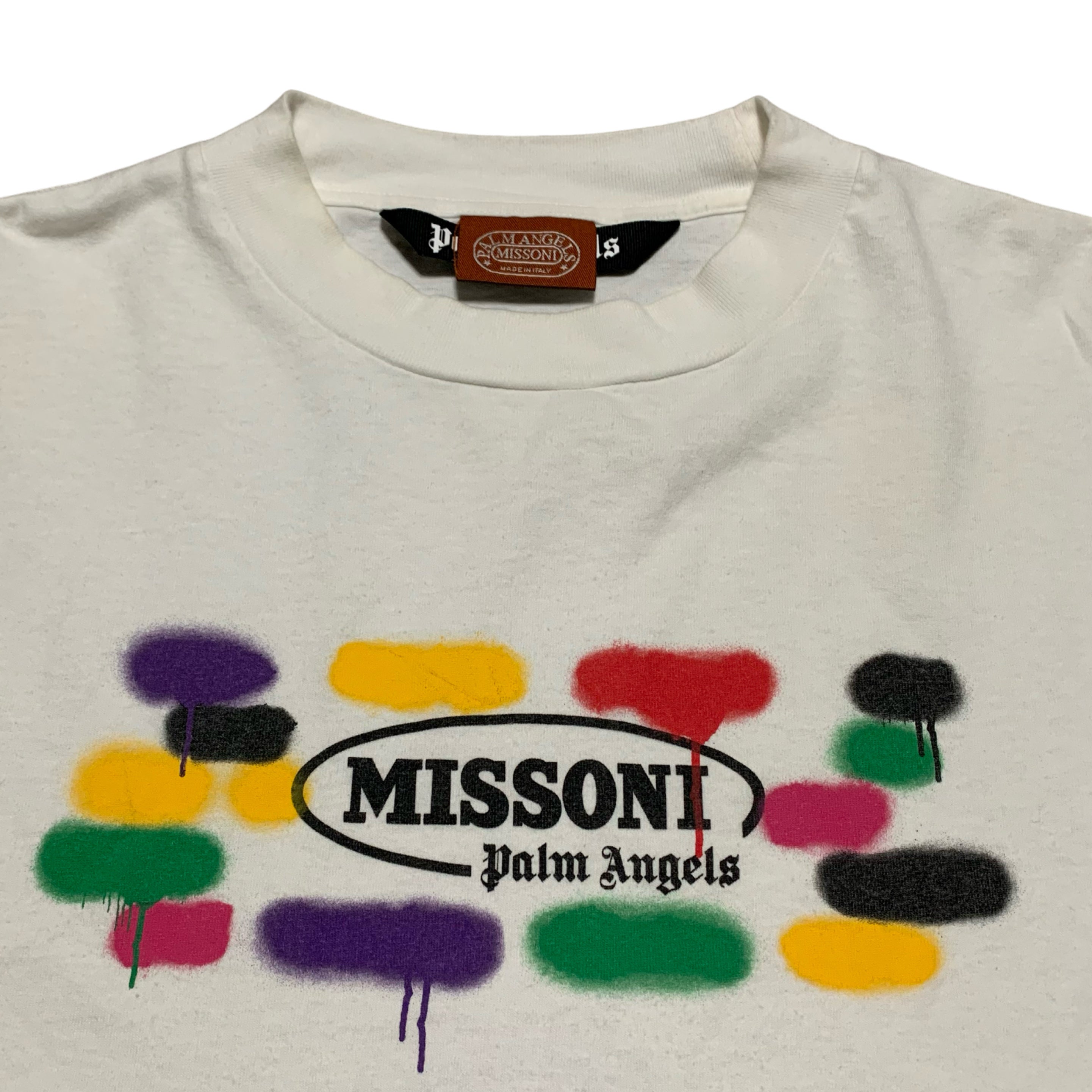 Palm Angels Large Missoni Spray Paint White Tee