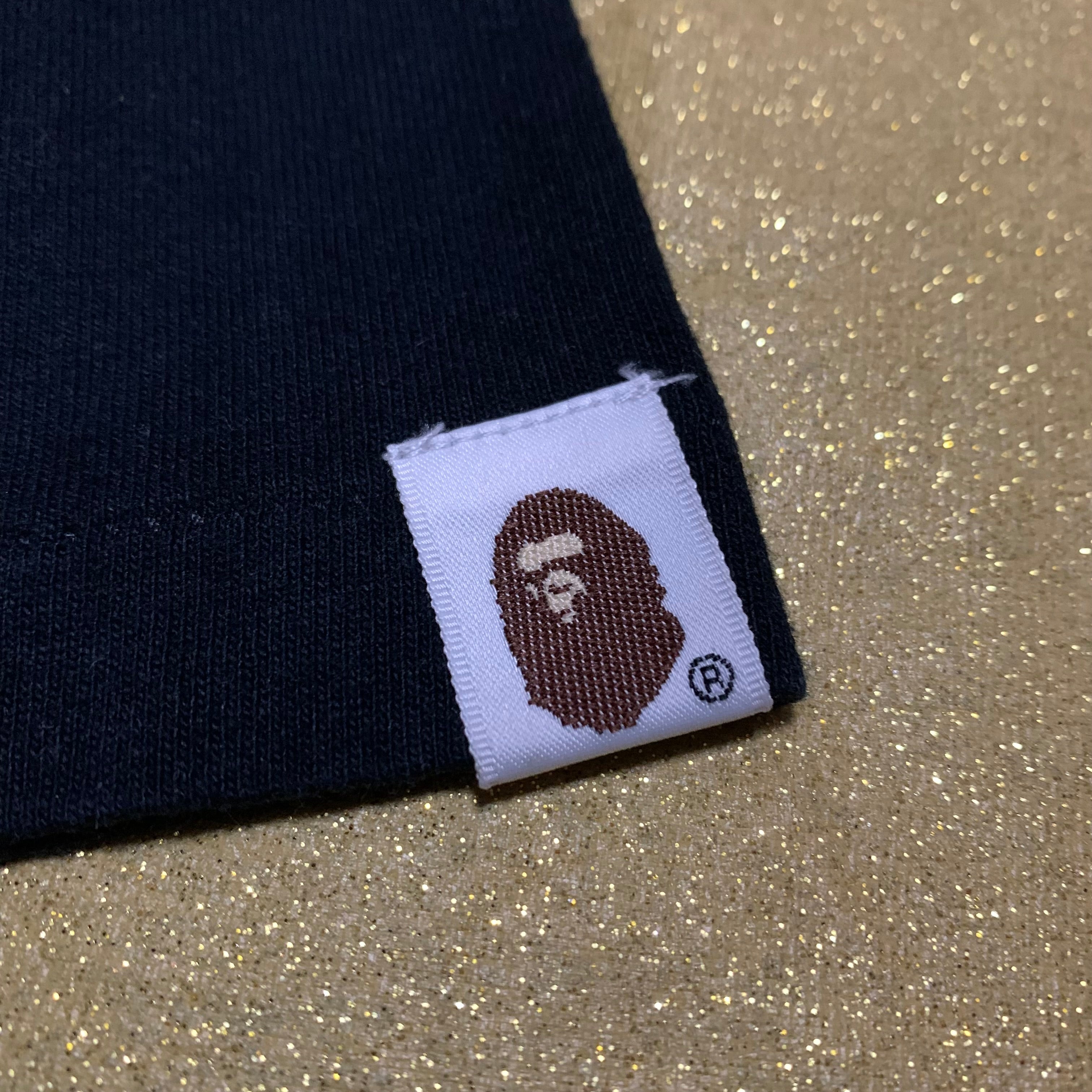 Bape Medium Gold Big Ape Head Black Tee A Bathing Ape