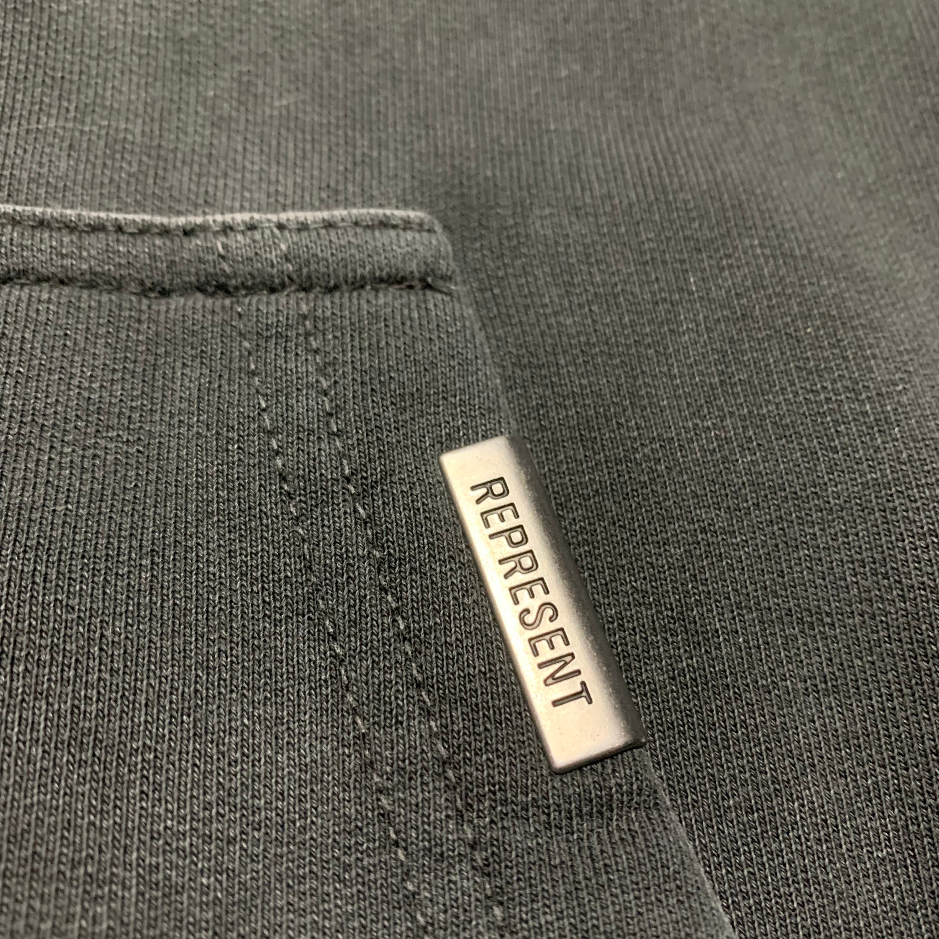 Represent XS Masking Tape Initial Stained Black Hoodie