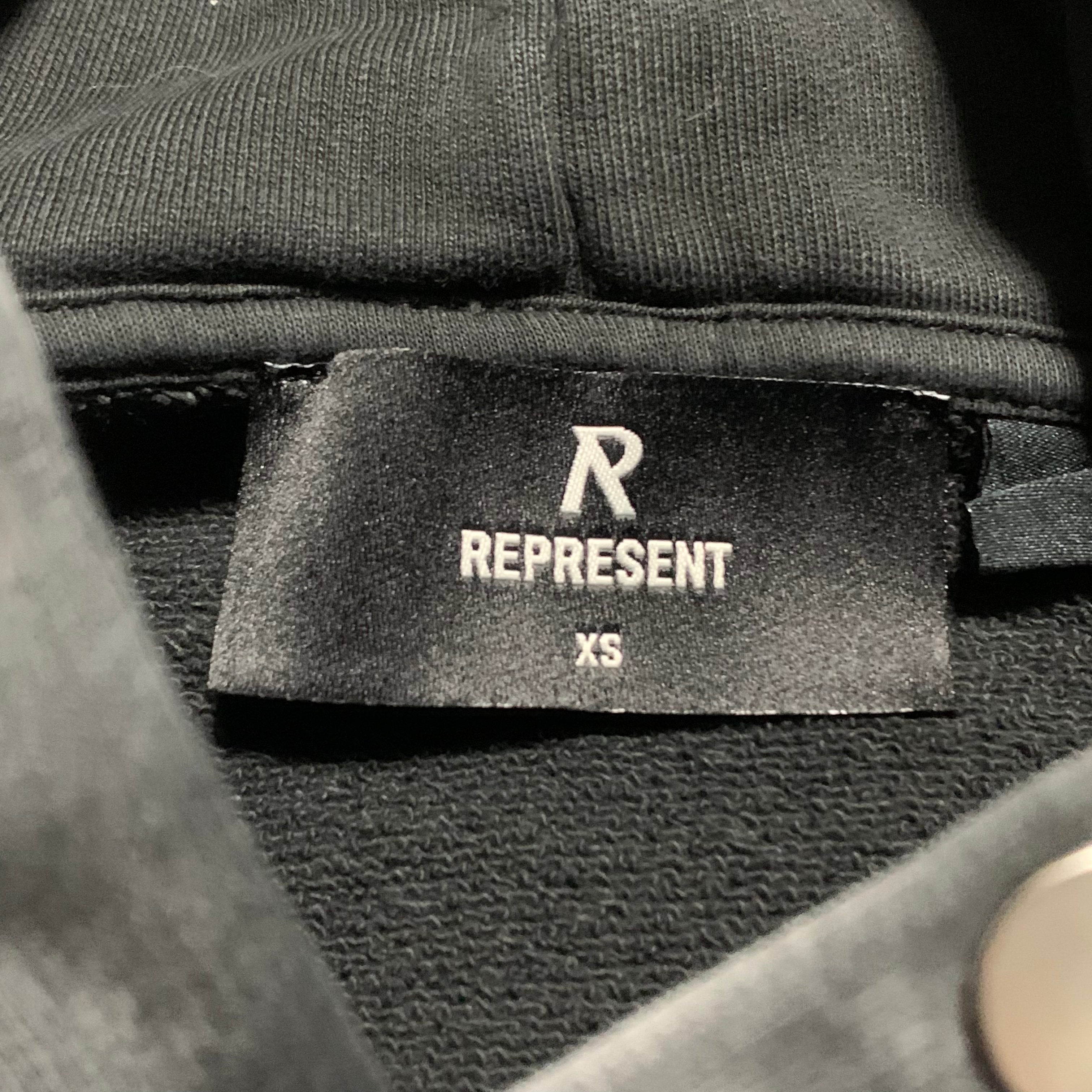 Represent XS Masking Tape Initial Stained Black Hoodie